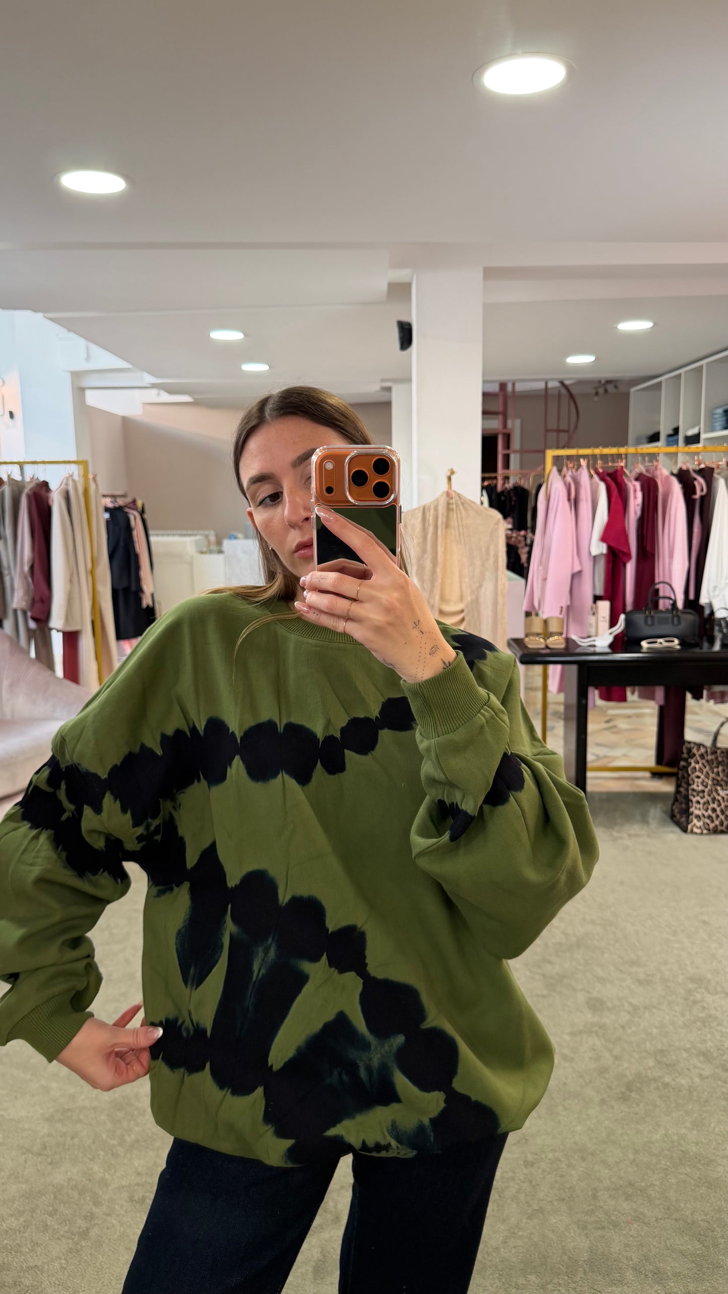 Felpa verde militare tie-dye girocollo Don't@Me