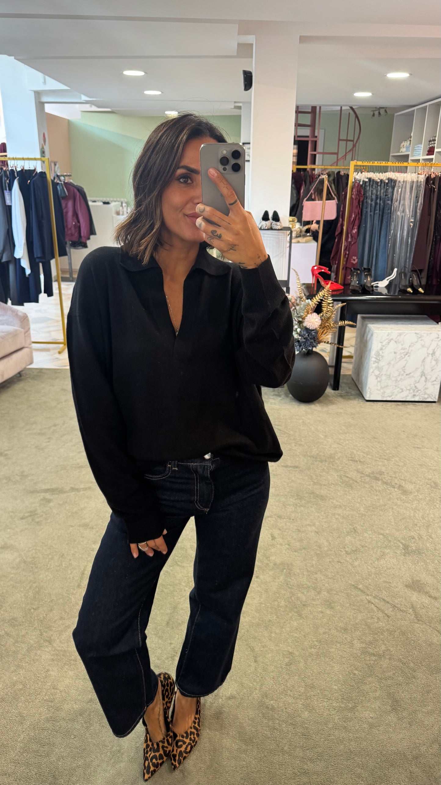 Maglione polo nero lh