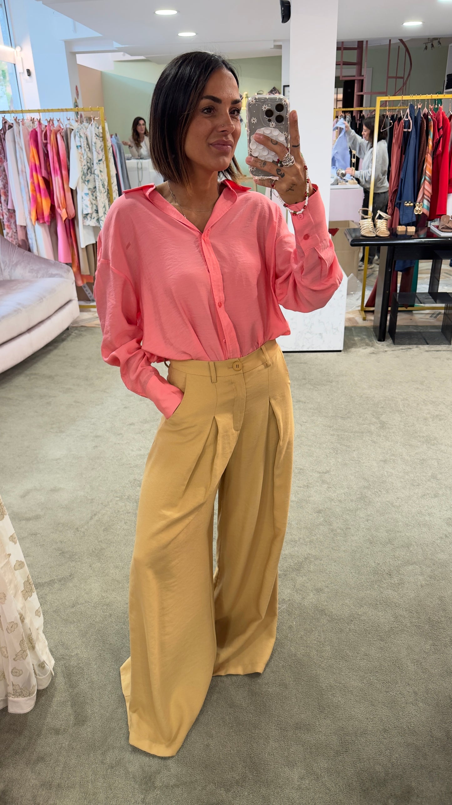 Camicia corallo in crepe ay