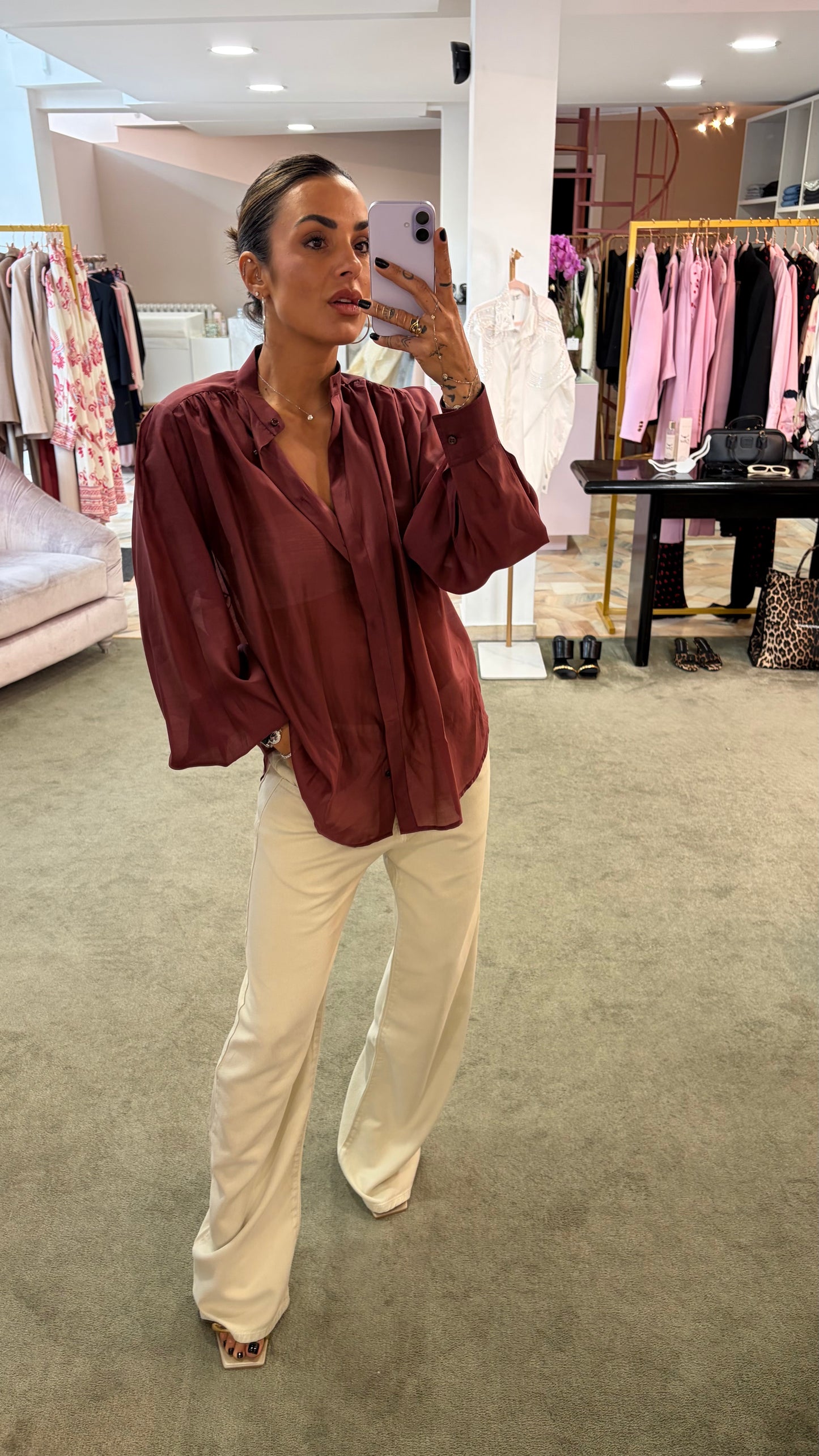 Camicia bordeaux scollo coreana Marsem