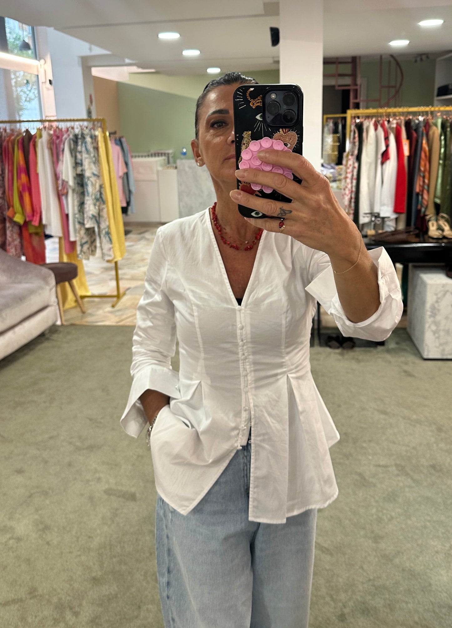 Camicia bianca scollo a v sciancrata sl