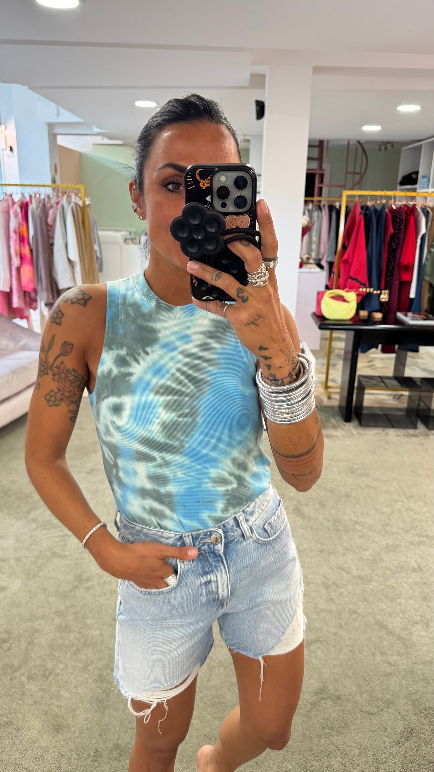 Canotta azzurra tie-dye Don't@me