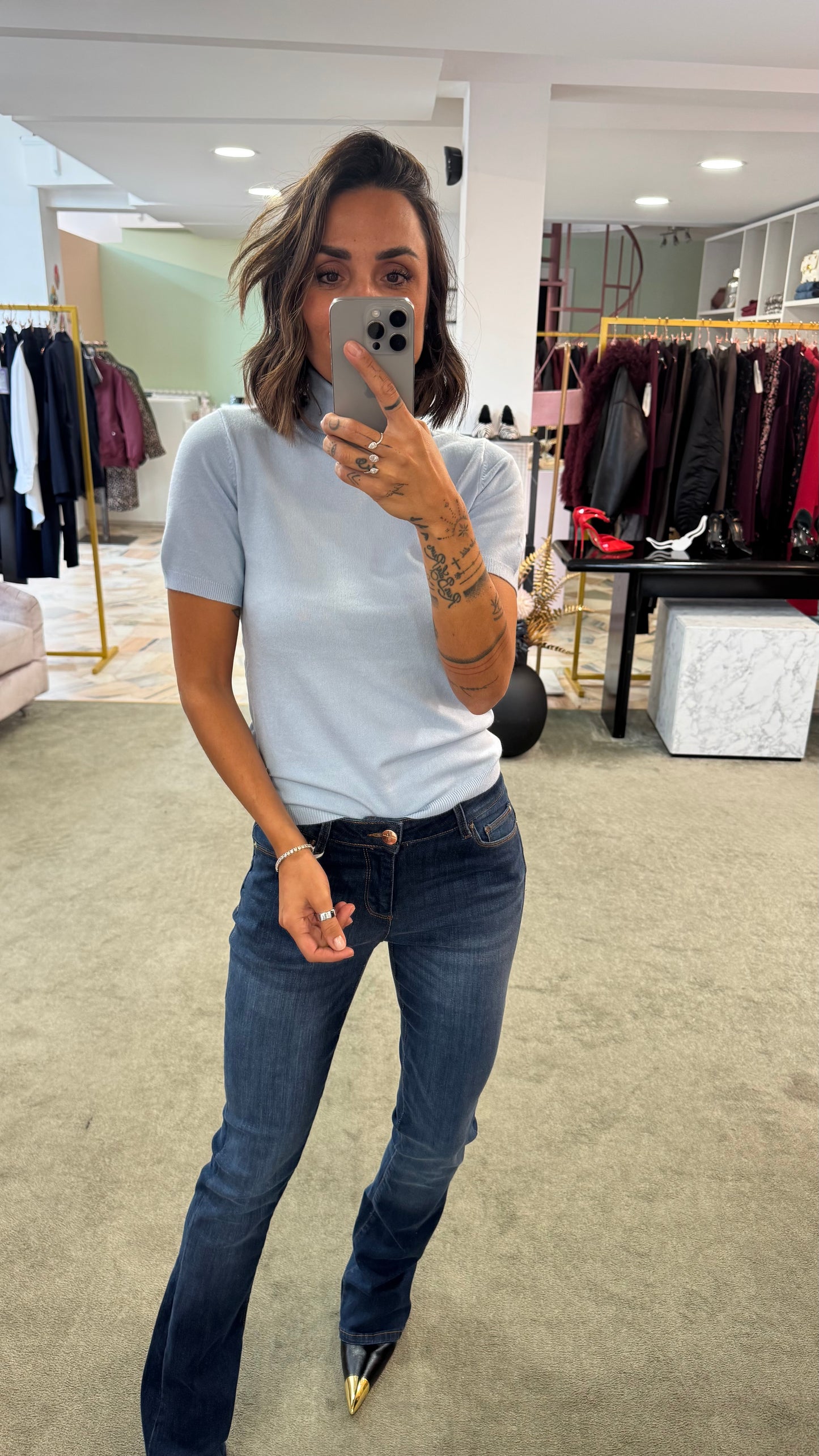 Dolcevita azzurro manica corta tk