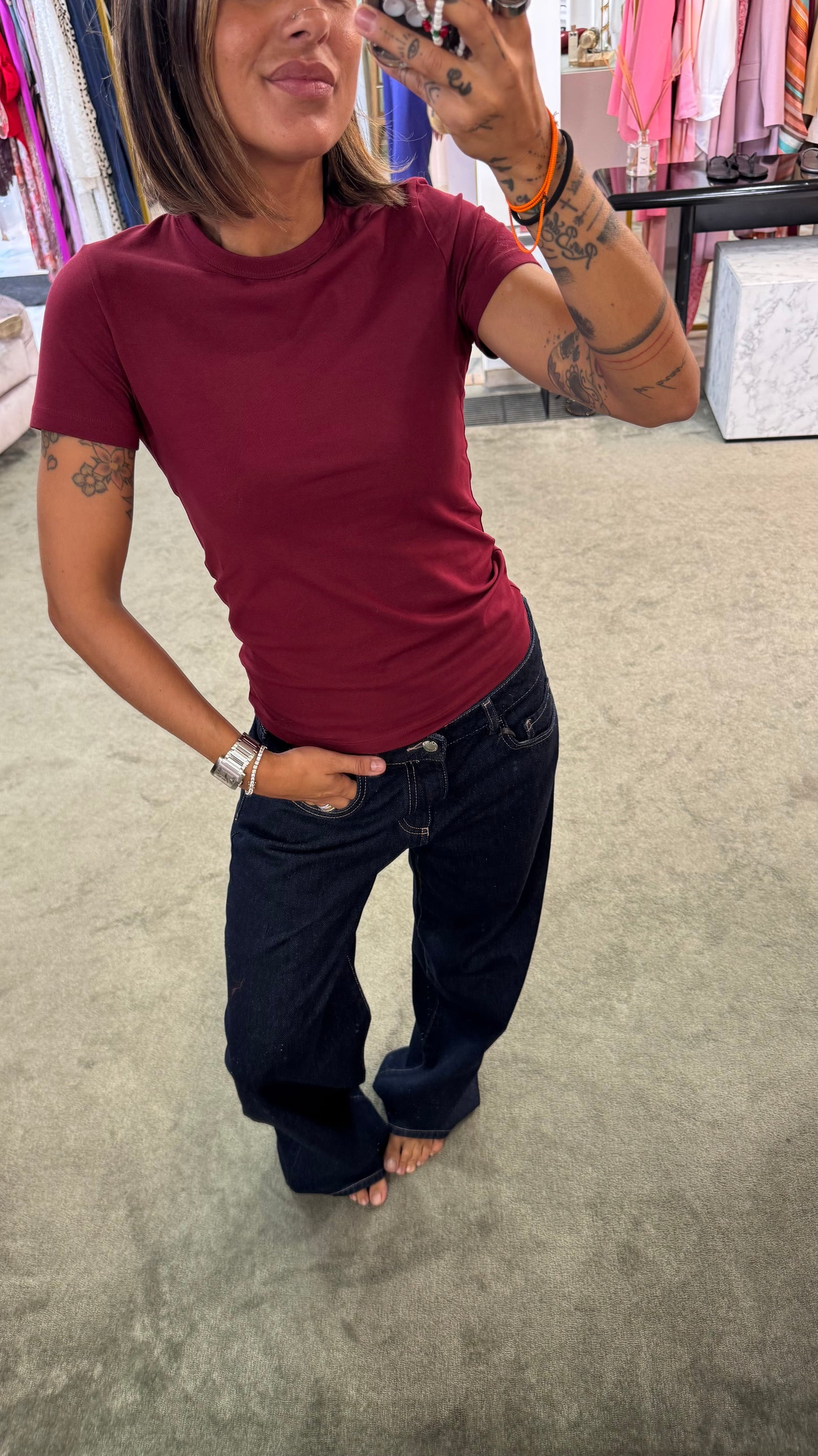 T-shirt gigi bordeaux slim basica jx
