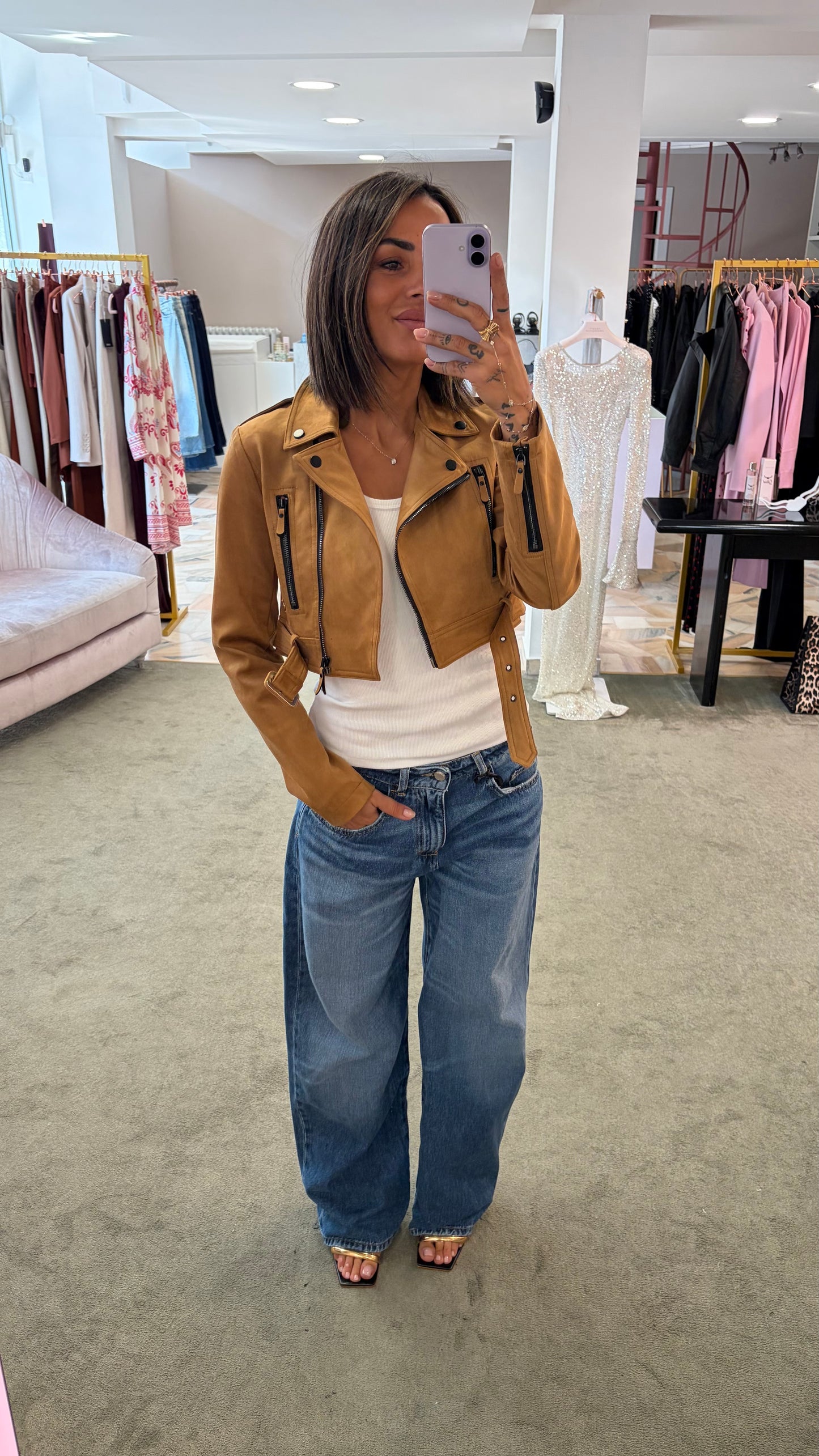 Chiodo cammello scamosciato glp