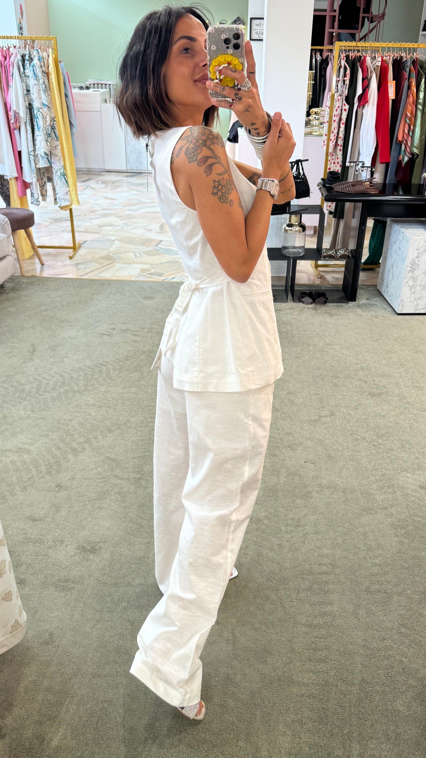 Set bianco gilet e pantaloni gl