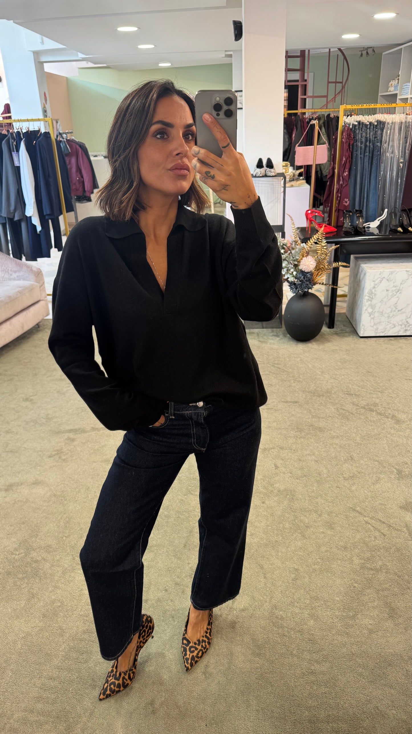 Maglione polo nero lh