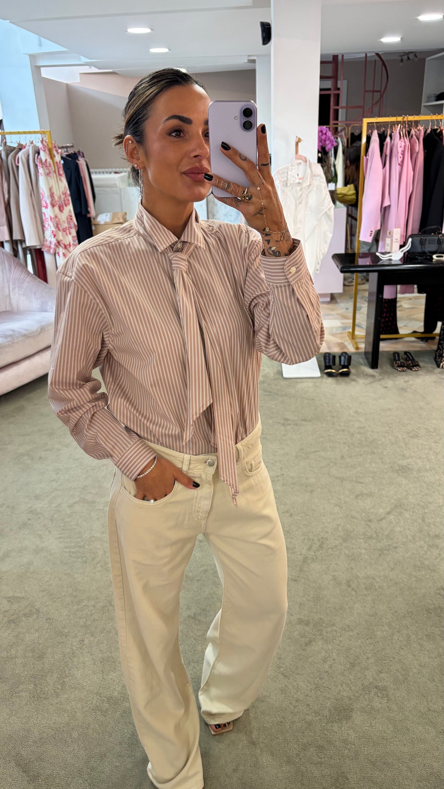 Cravatta cammello a righe Marsem