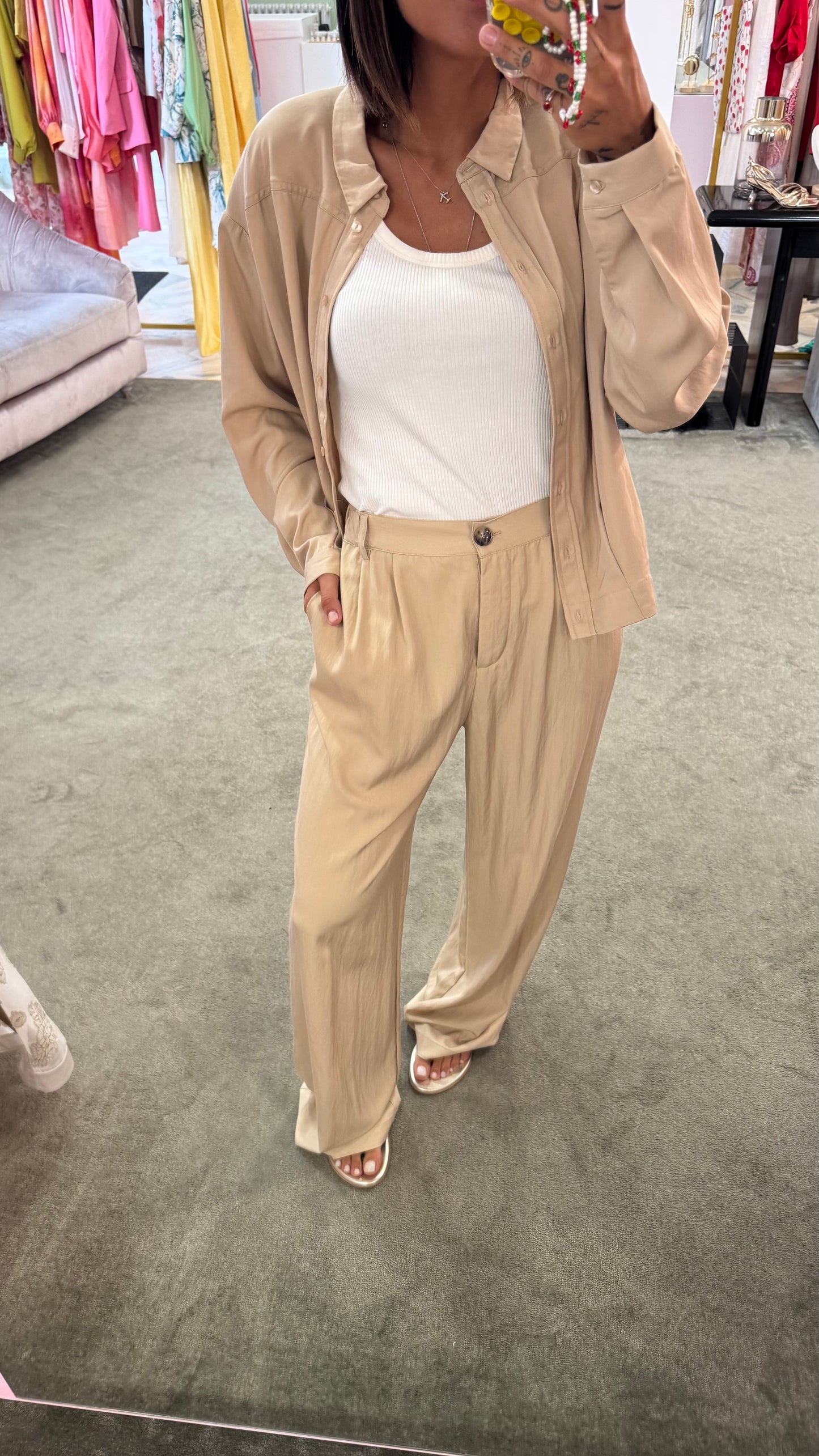 Camicia sabbia in viscosa sy