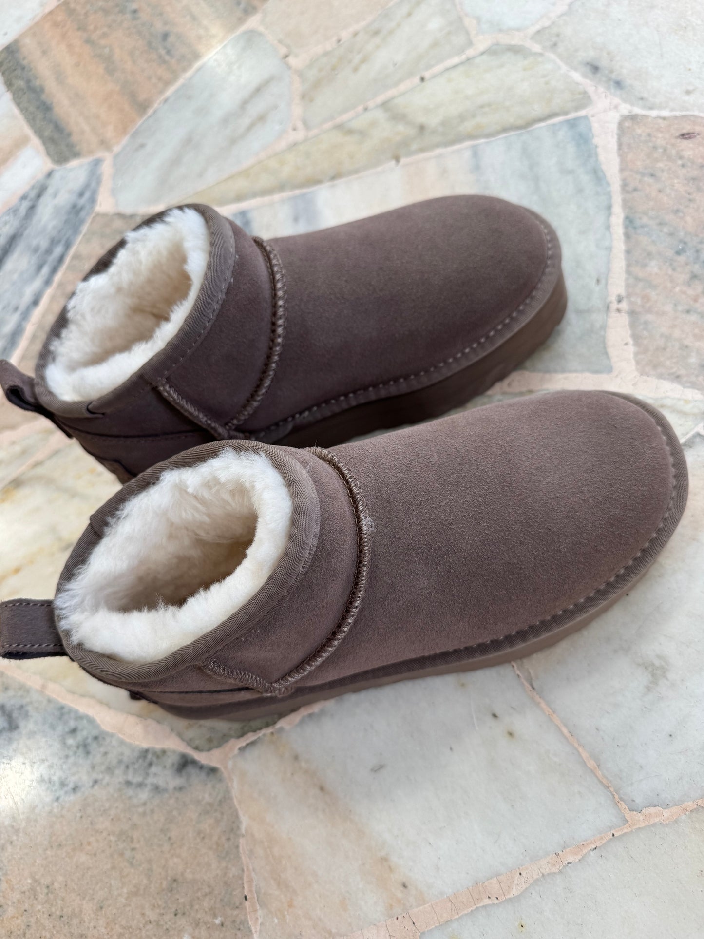 Ultra mini platform tortora scamosciato