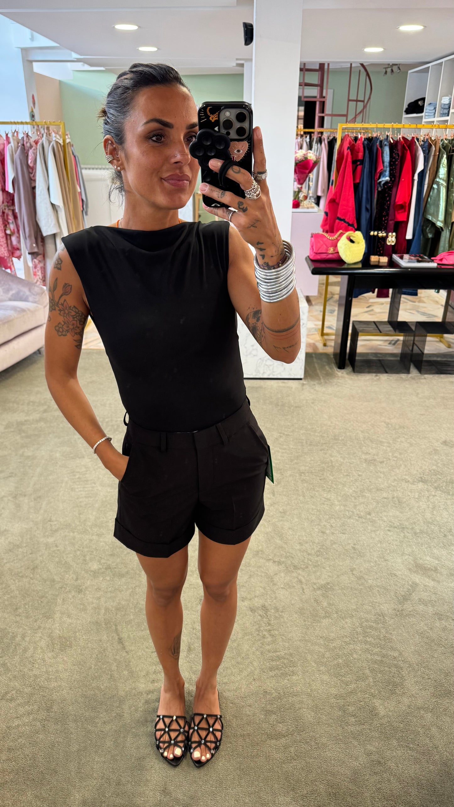 Body nero scollo retro in licra ks