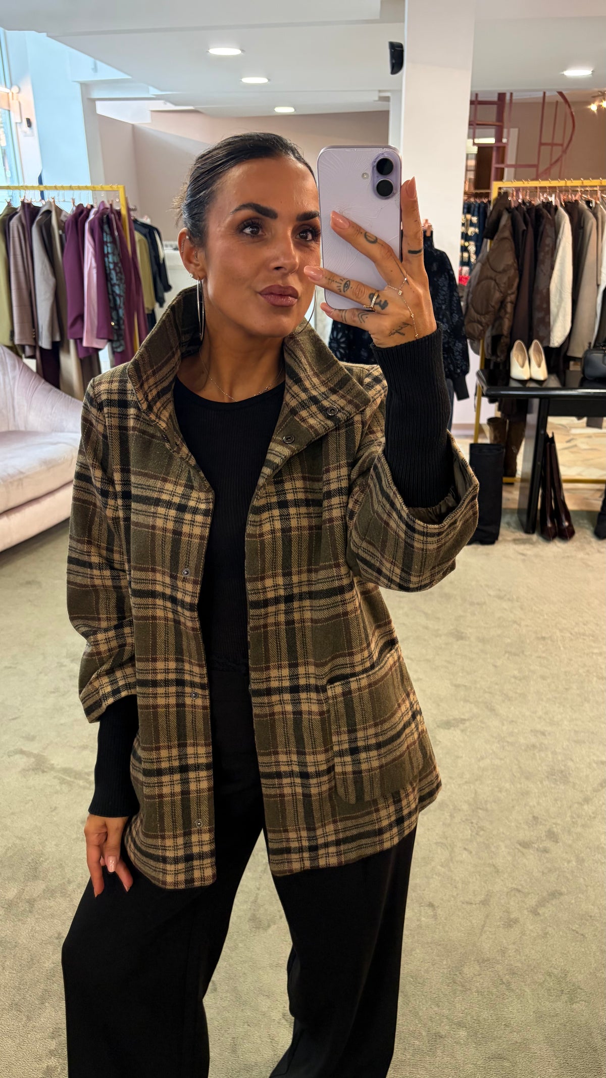 Giacca camicia check marrone sy