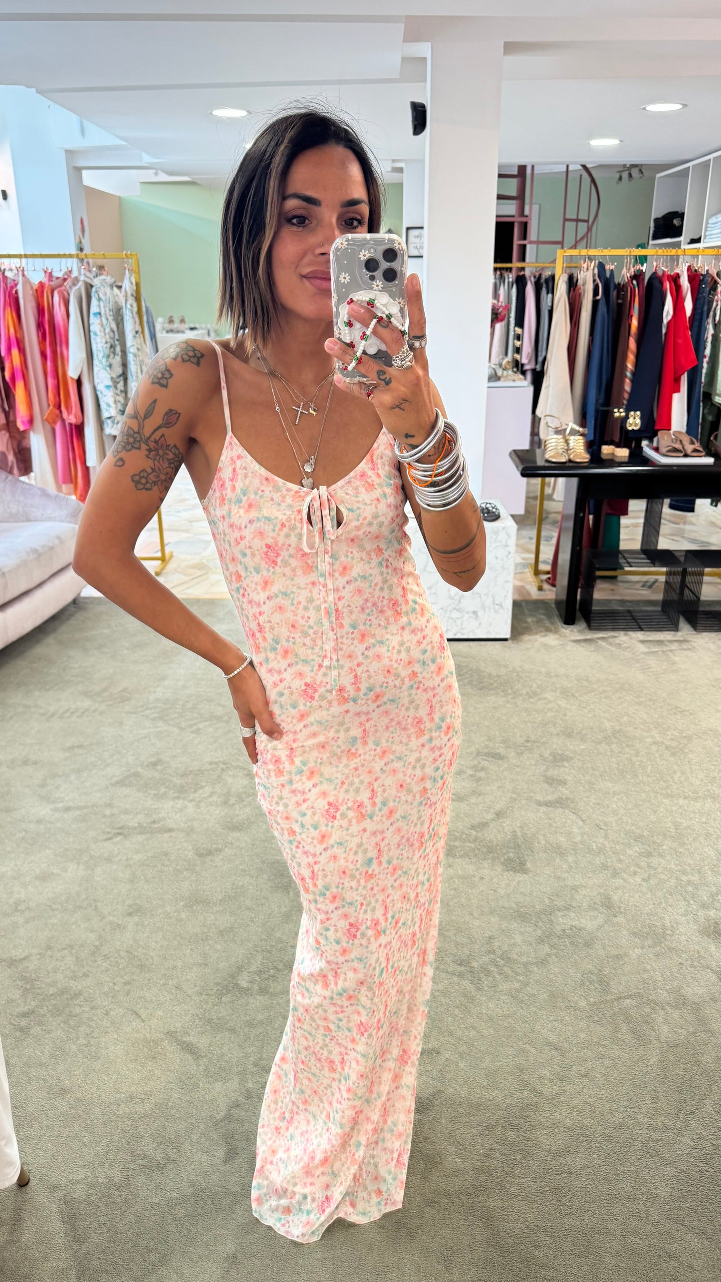 Abito lungo in tulle a fiori ks