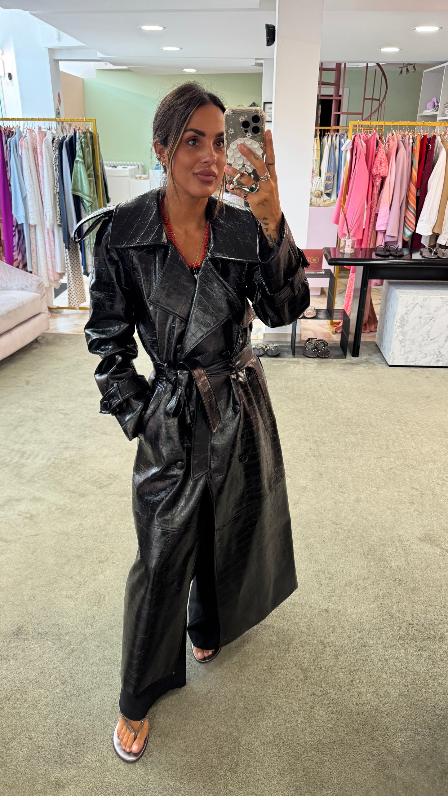 Trench lungo nero crocco Actualee
