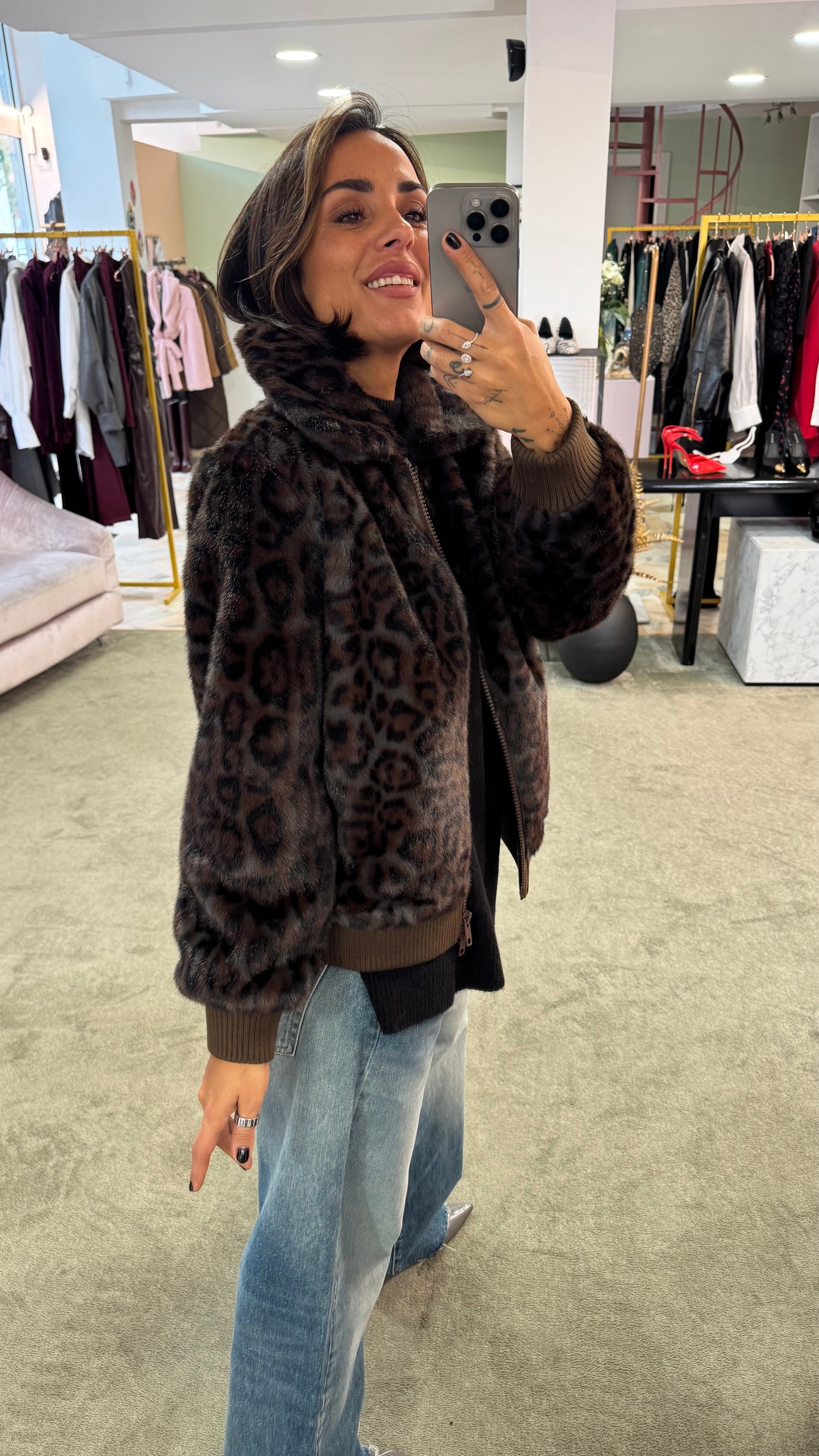 Bomber in ecopelliccia leopardato ay