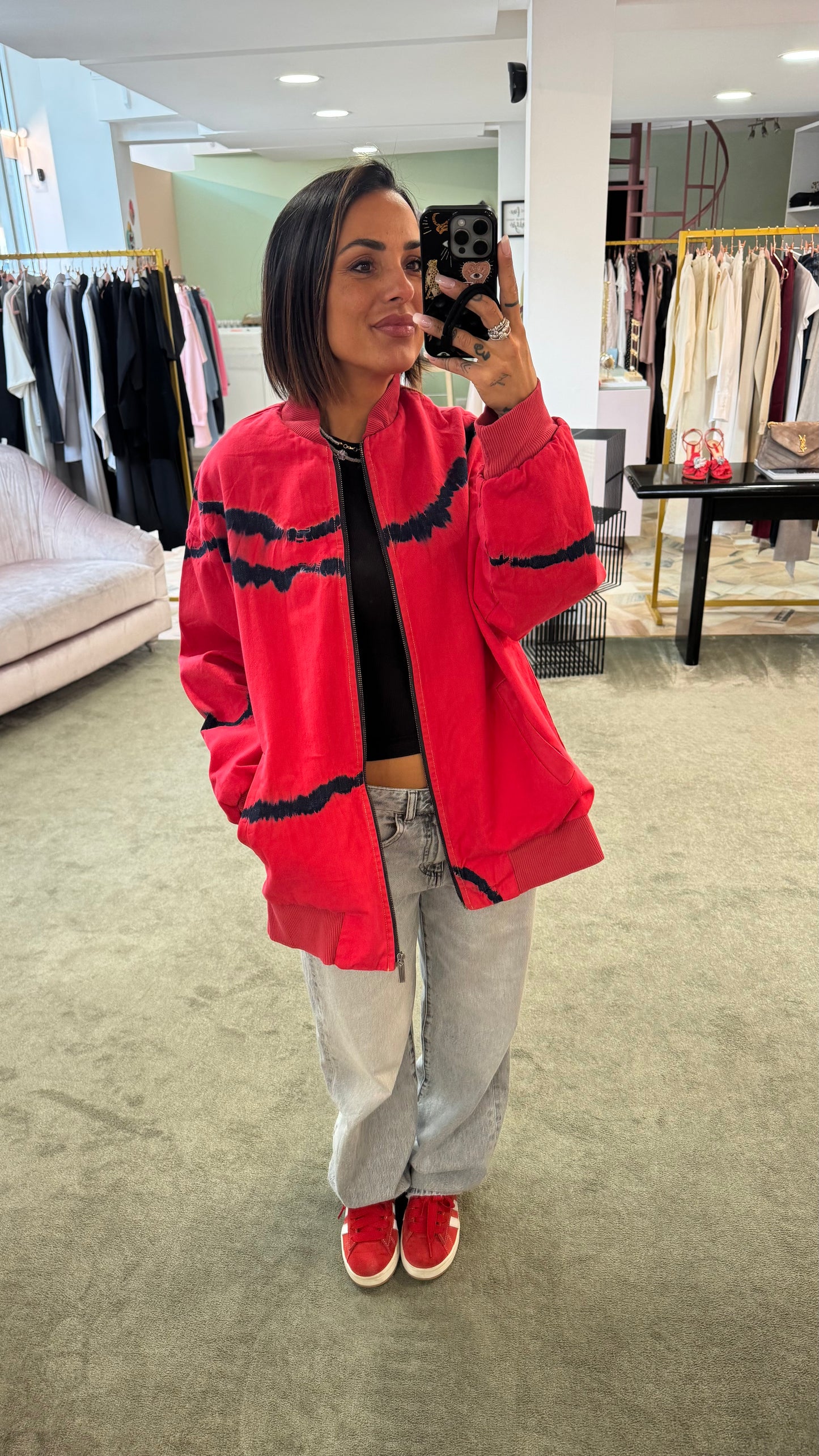 Bomber rosso tie-dye Don't@me