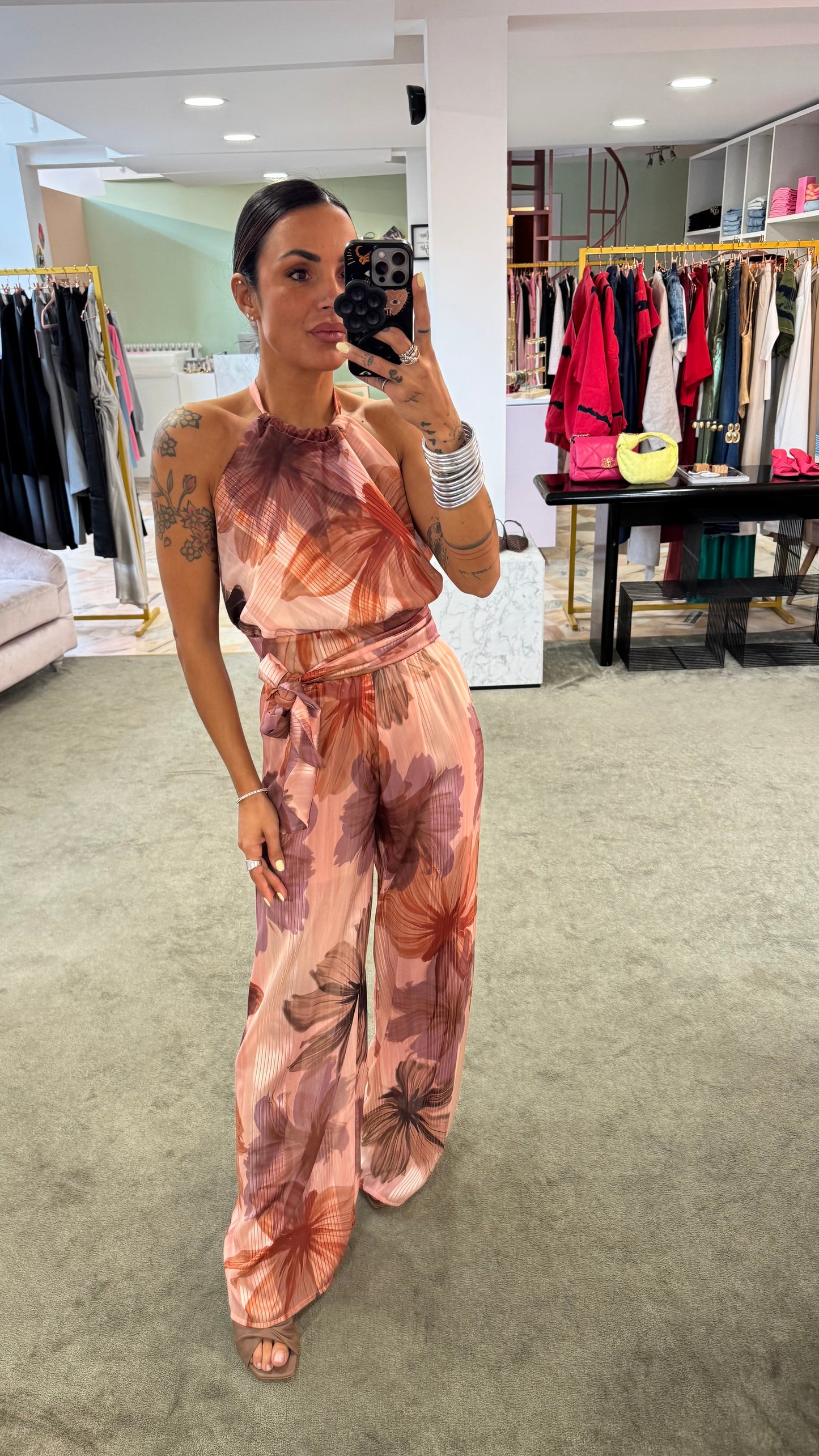 Pantaloni fantasia floreale con elastico mq