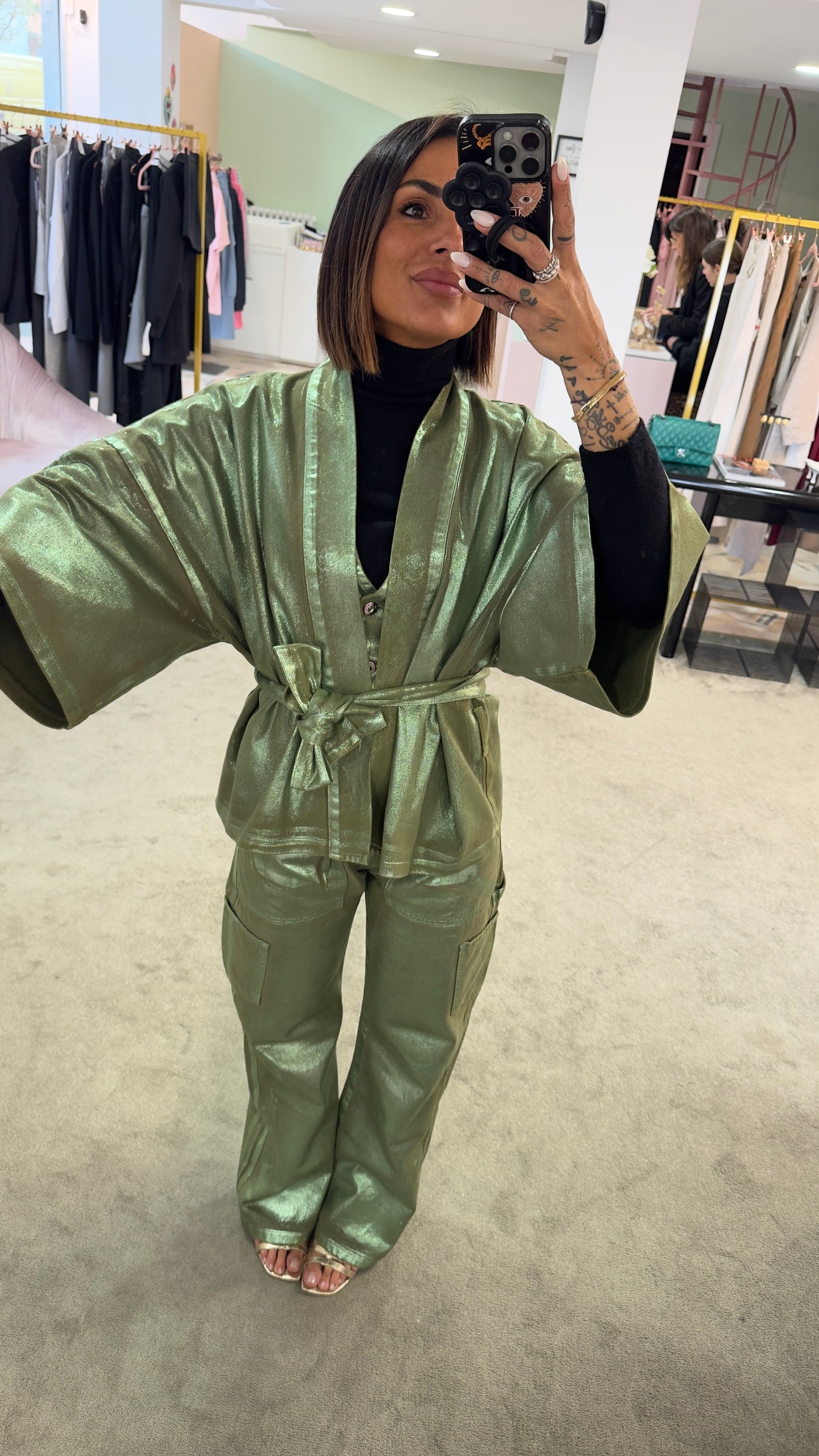 Kimono laminato verde militare Don't@me