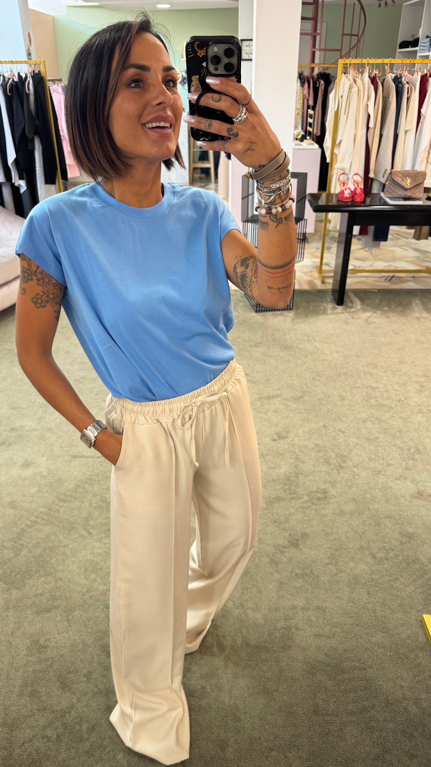 Pantaloni beige con coulisse ep