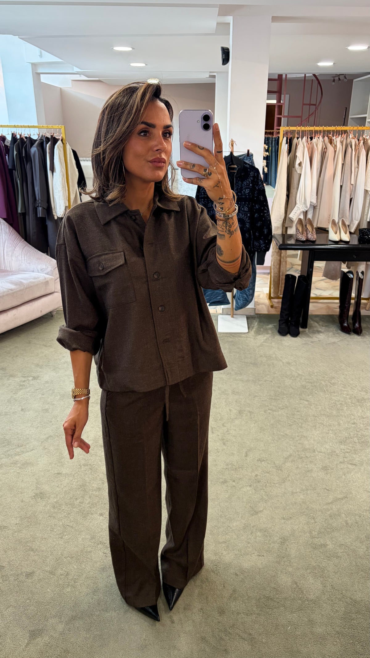 Pantaloni lili marroni caffè con coulisse jx