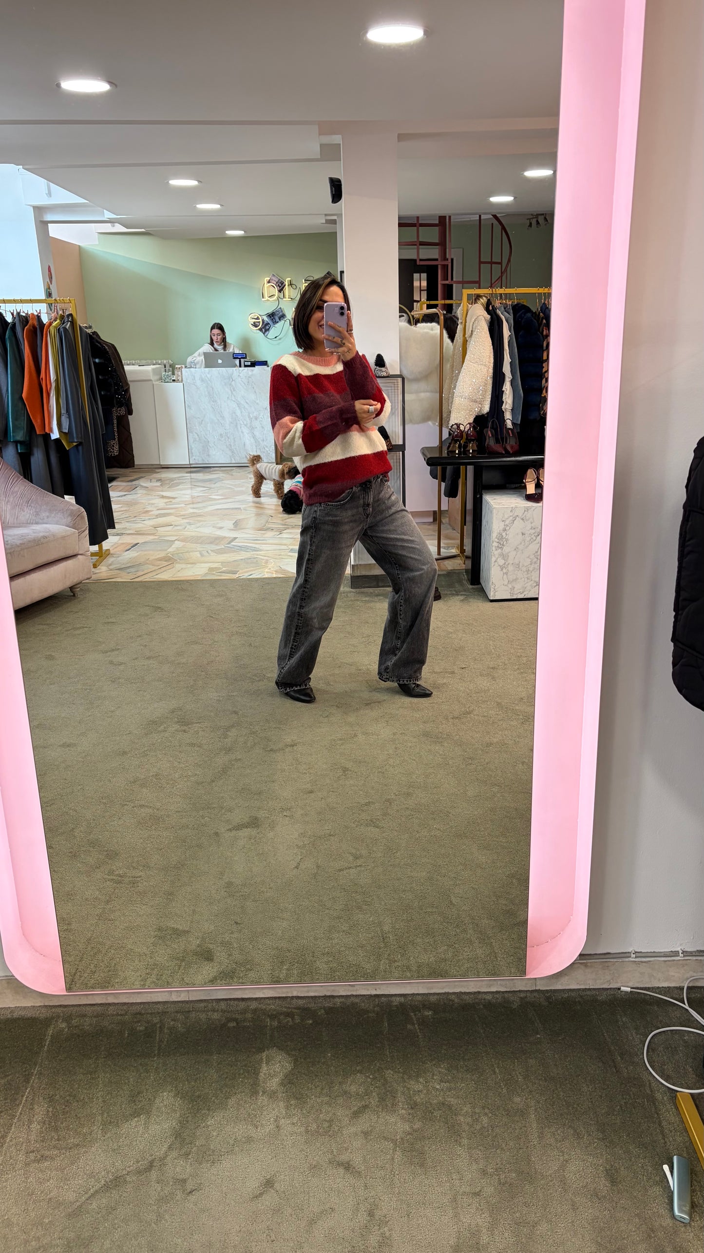 Maglione a righe multicolor girocollo sy