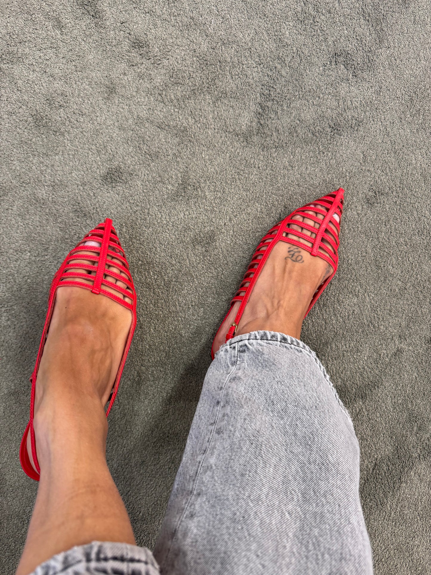 Ciabattina slippers rossa a punta