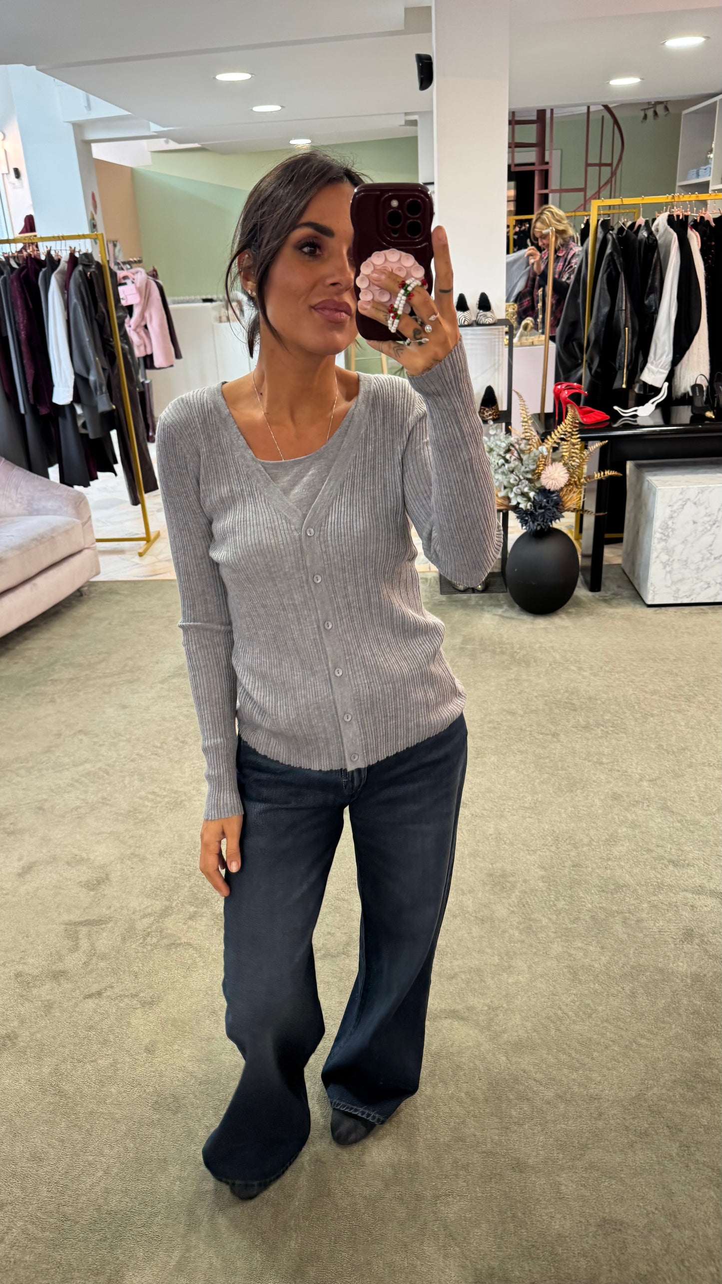 Cardigan grigio con canotta annessa bj