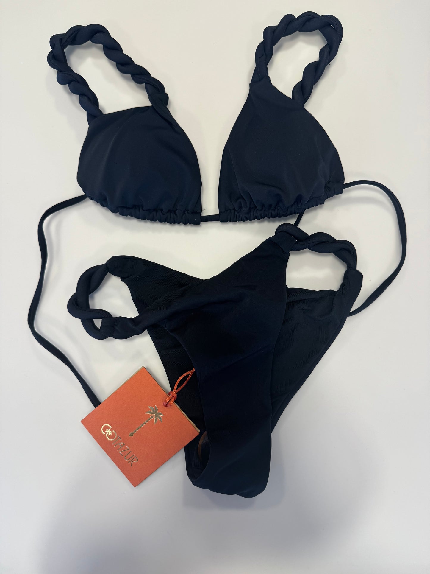 Bikini triangolo torchon nero Cotazur
