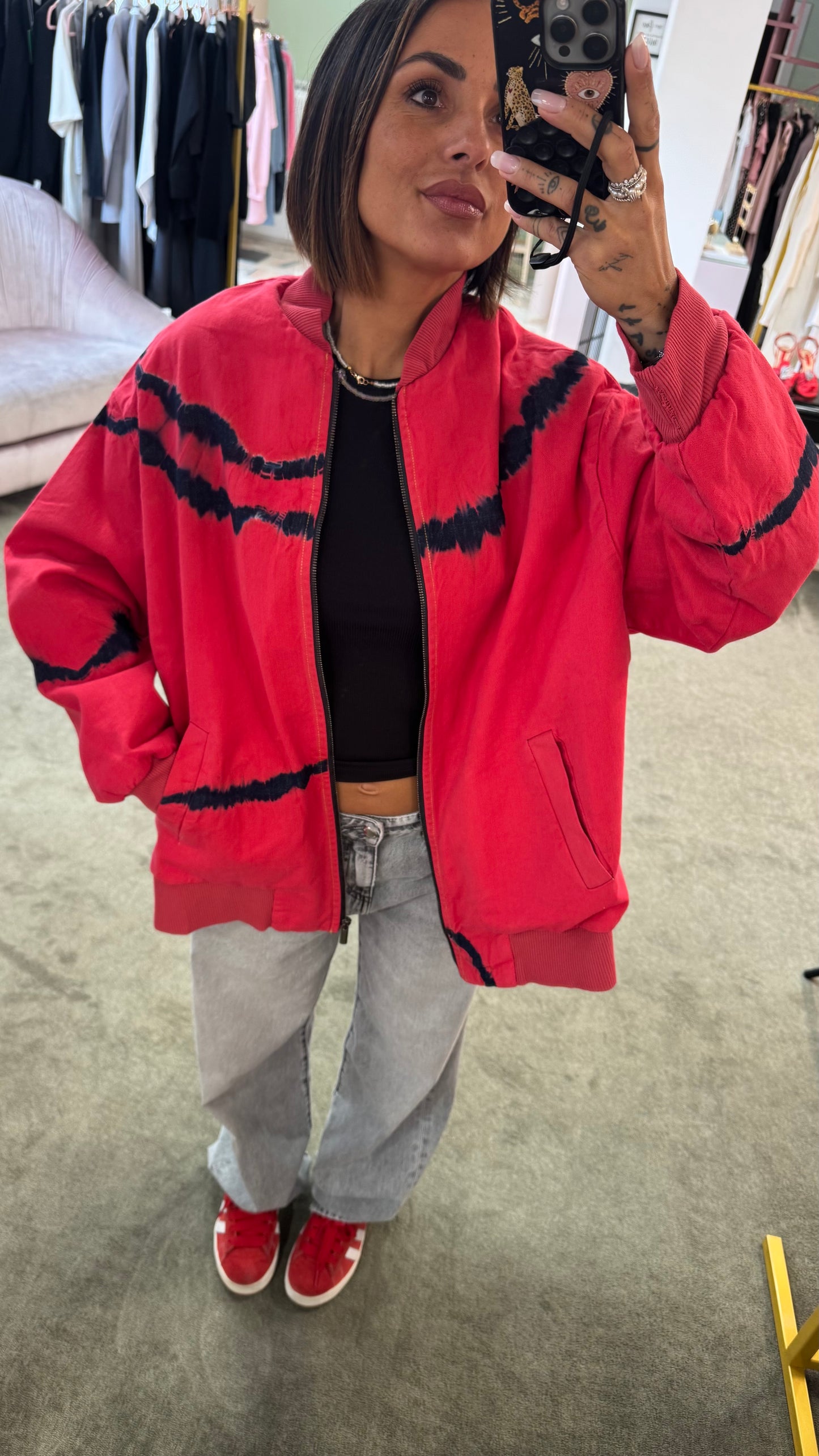 Bomber rosso tie-dye Don't@me