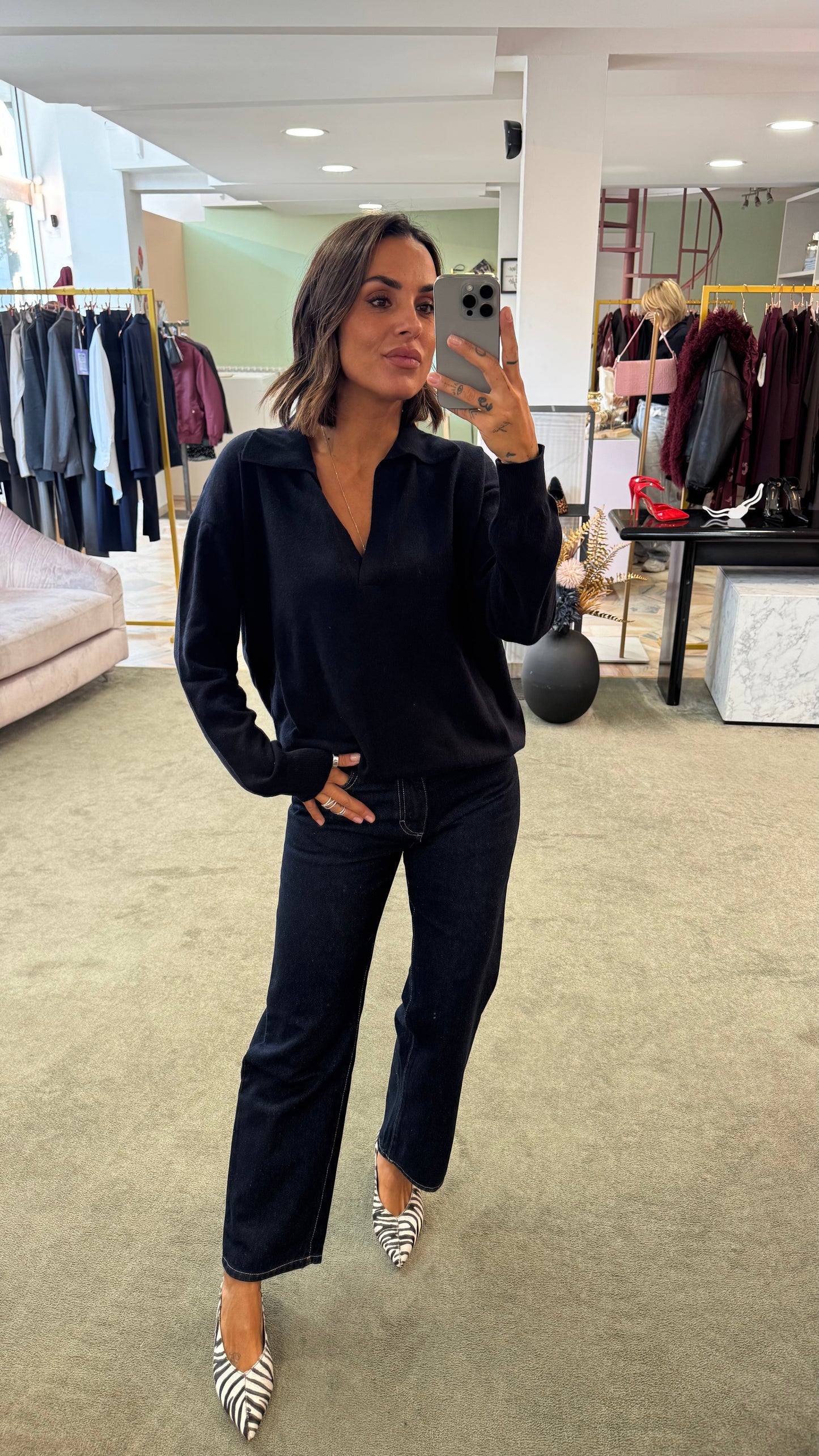 Maglione polo blu notte lh