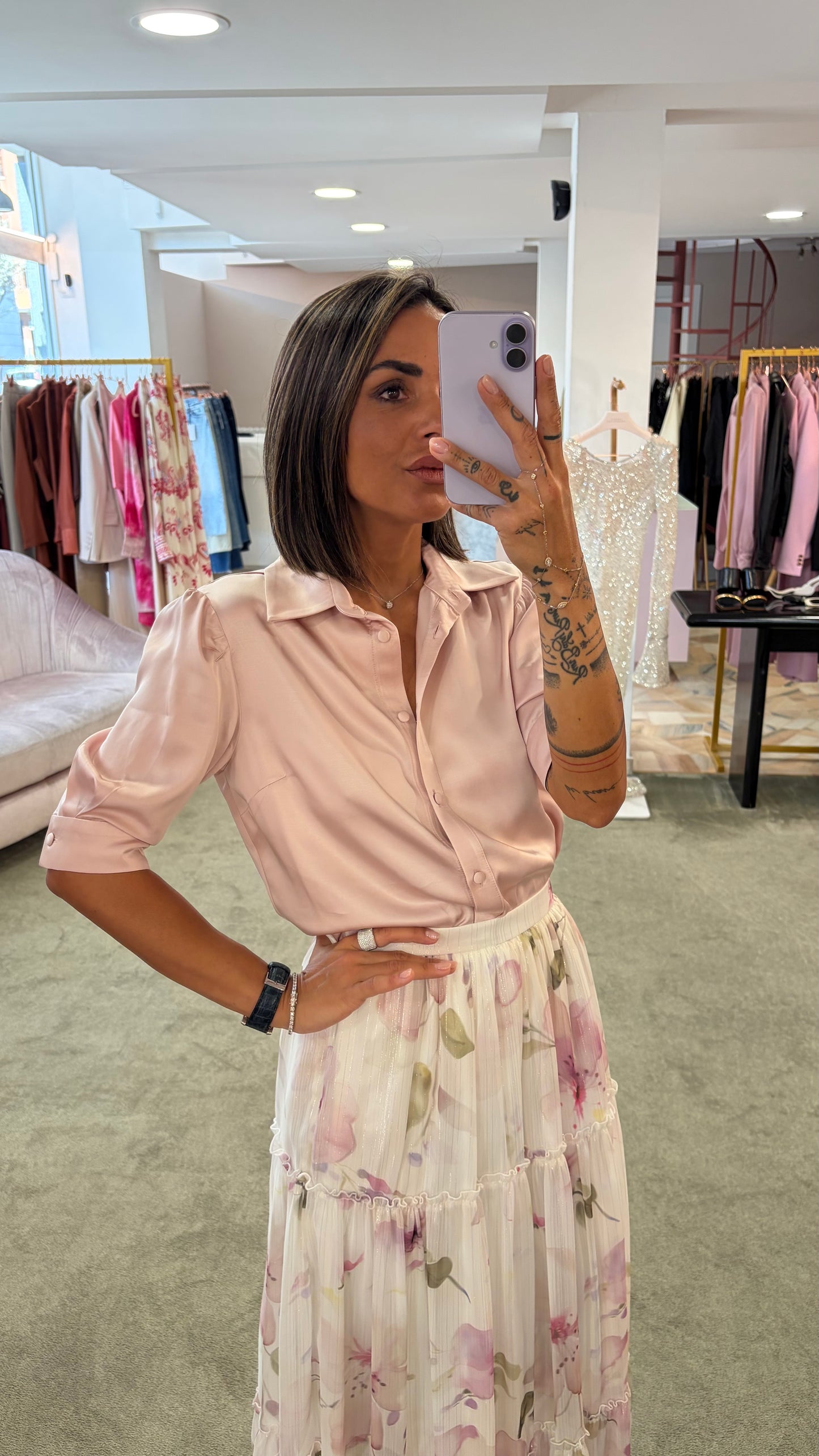 Camicia rosa cipria manica corta Actualee