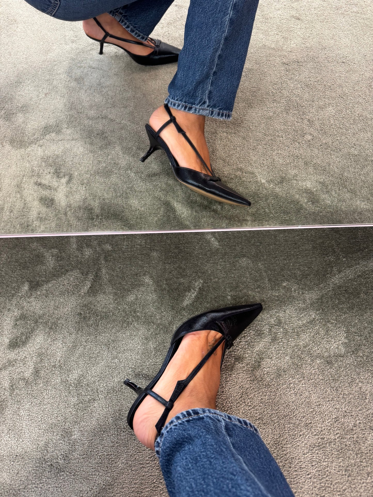 Slingback nera con fiocchetto