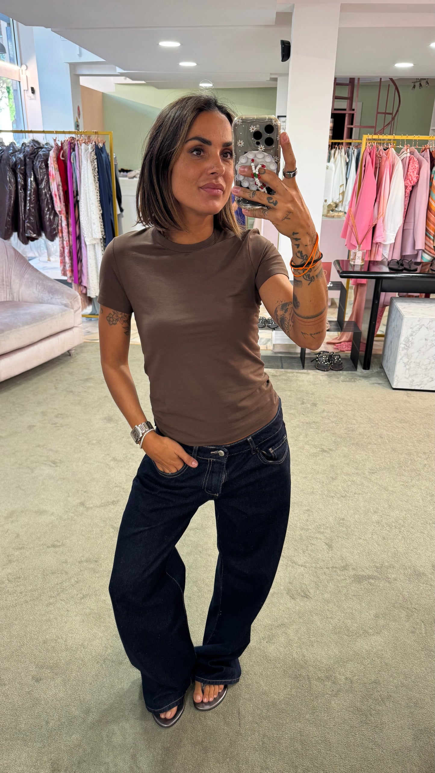 T-shirt gigi cioccolato slim basica jx