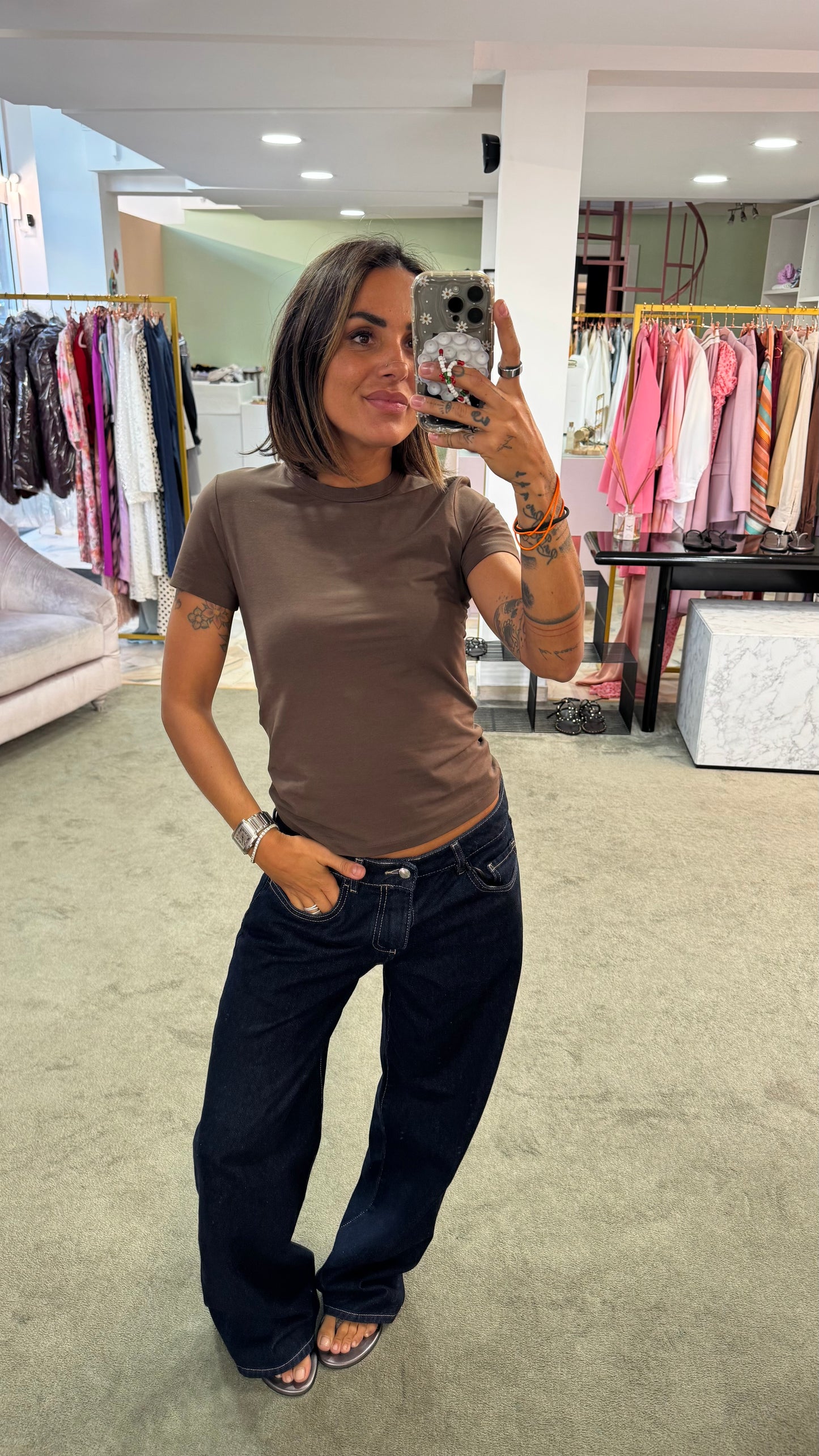 T-shirt gigi cioccolato slim basica jx
