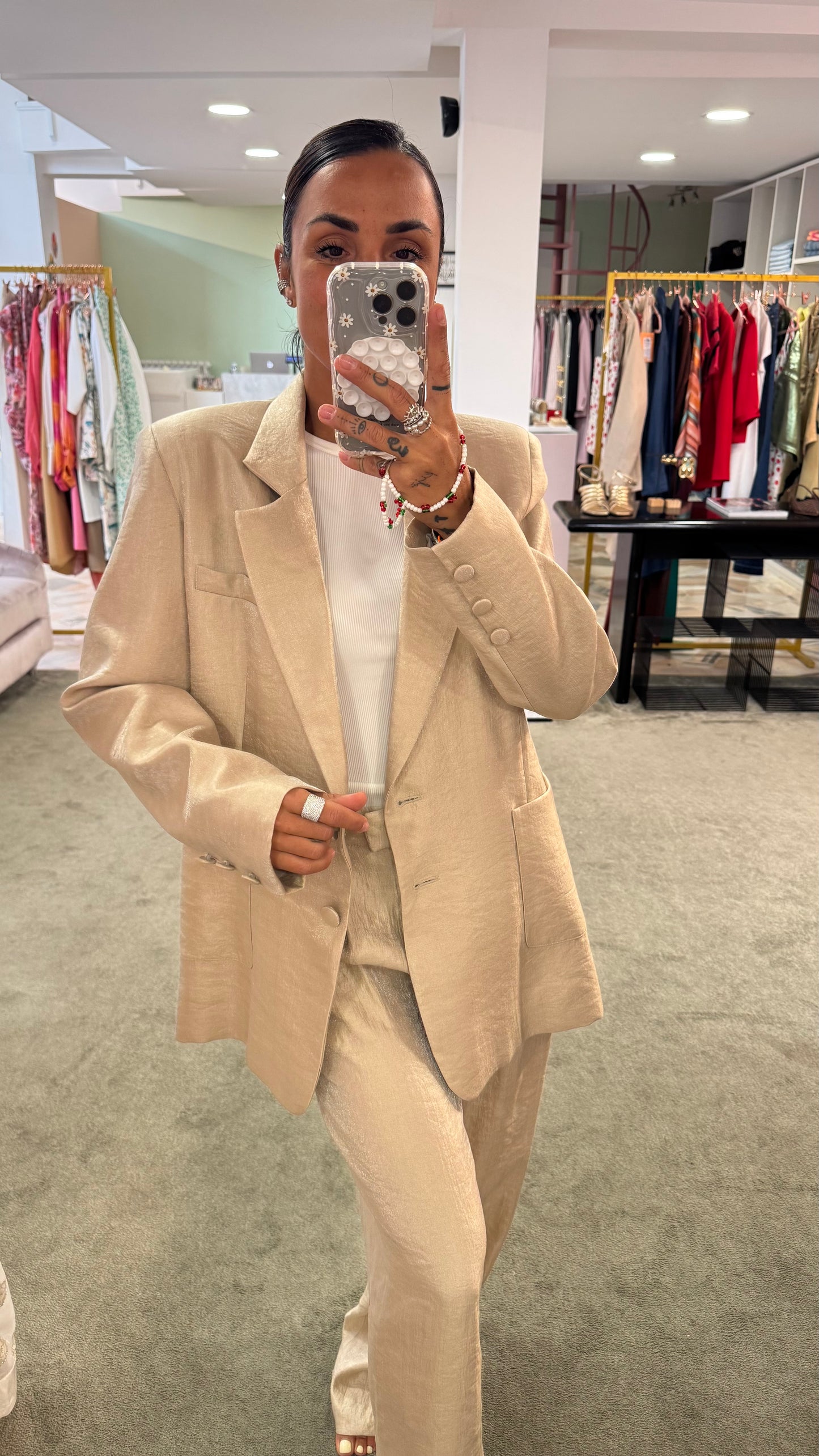 Blazer beige satin lucido Actualee