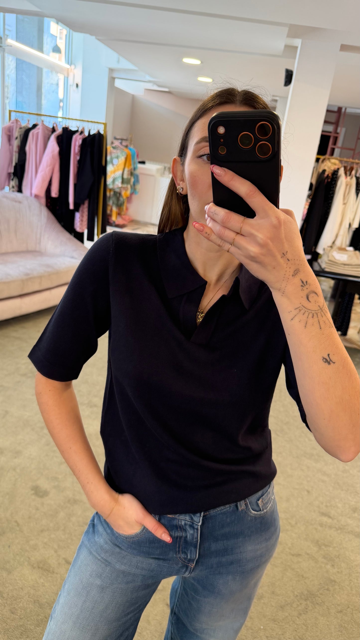 Polo blu notte mezza manica sy