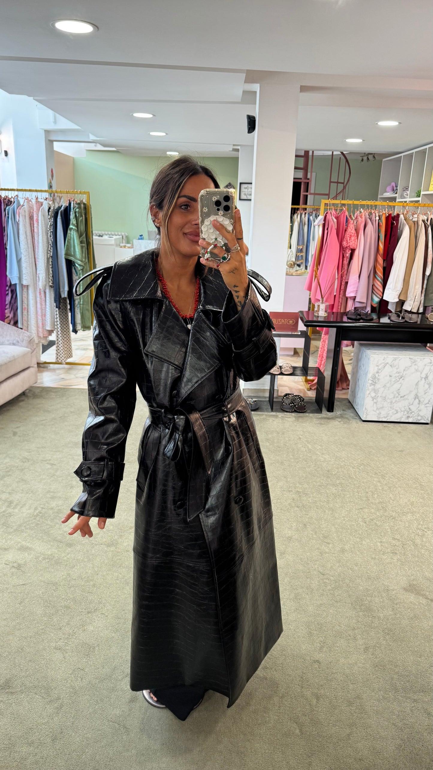 Trench lungo nero crocco Actualee