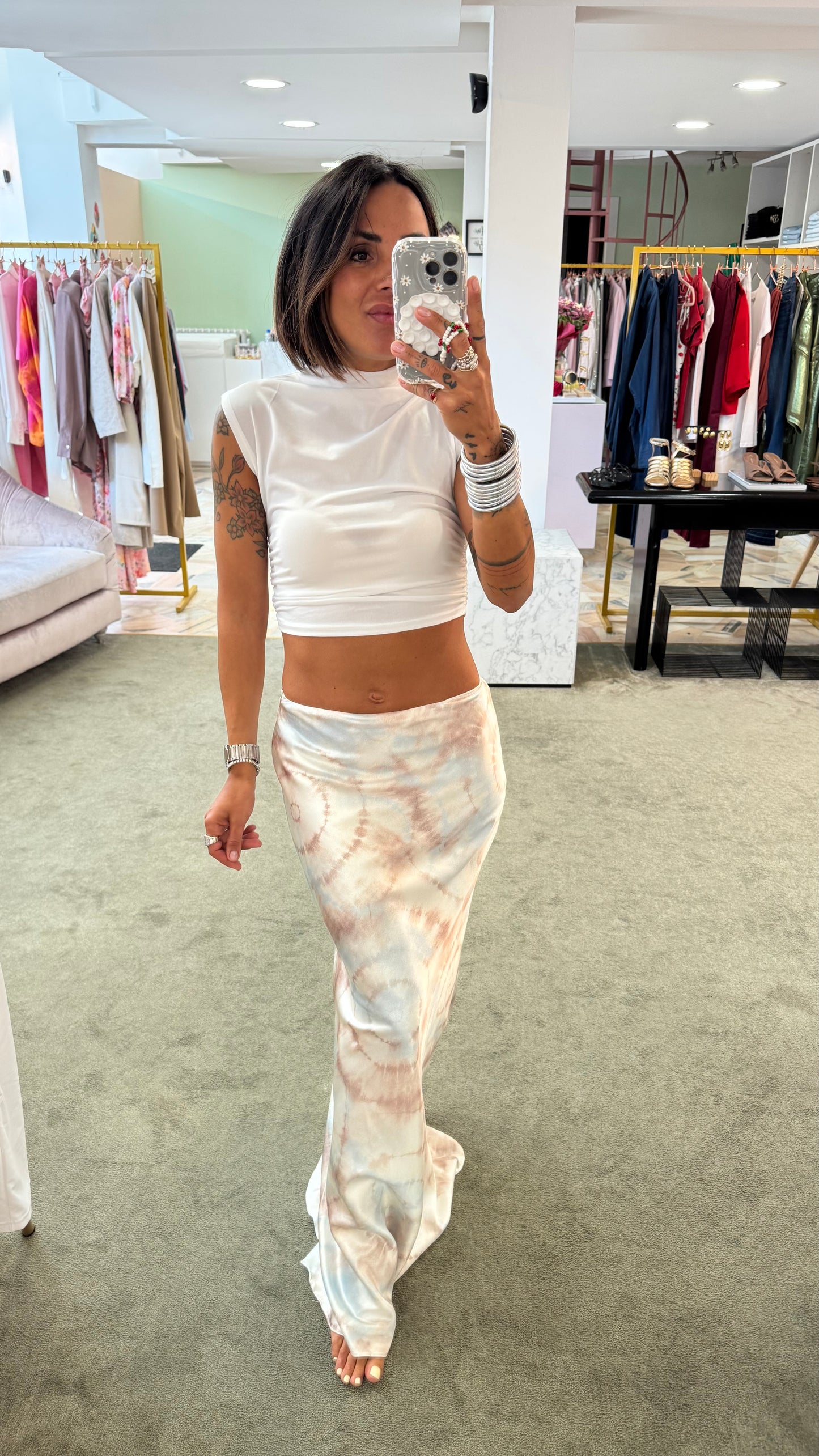 Gonna lunga azzurra tie-dye gl