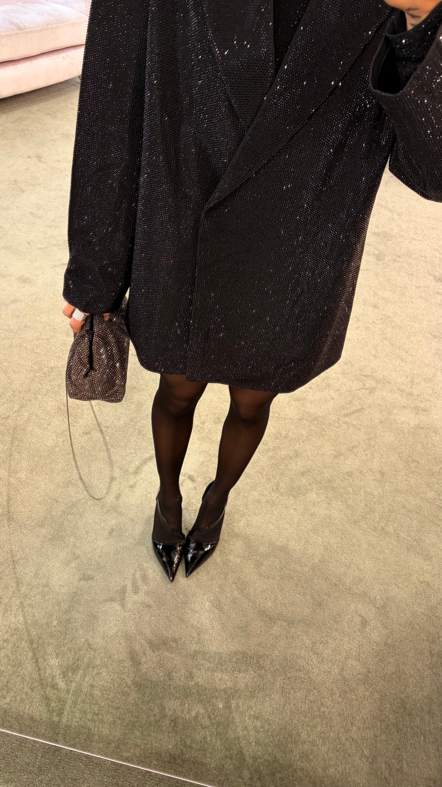 Blazer nero over doppiopetto crystal tw