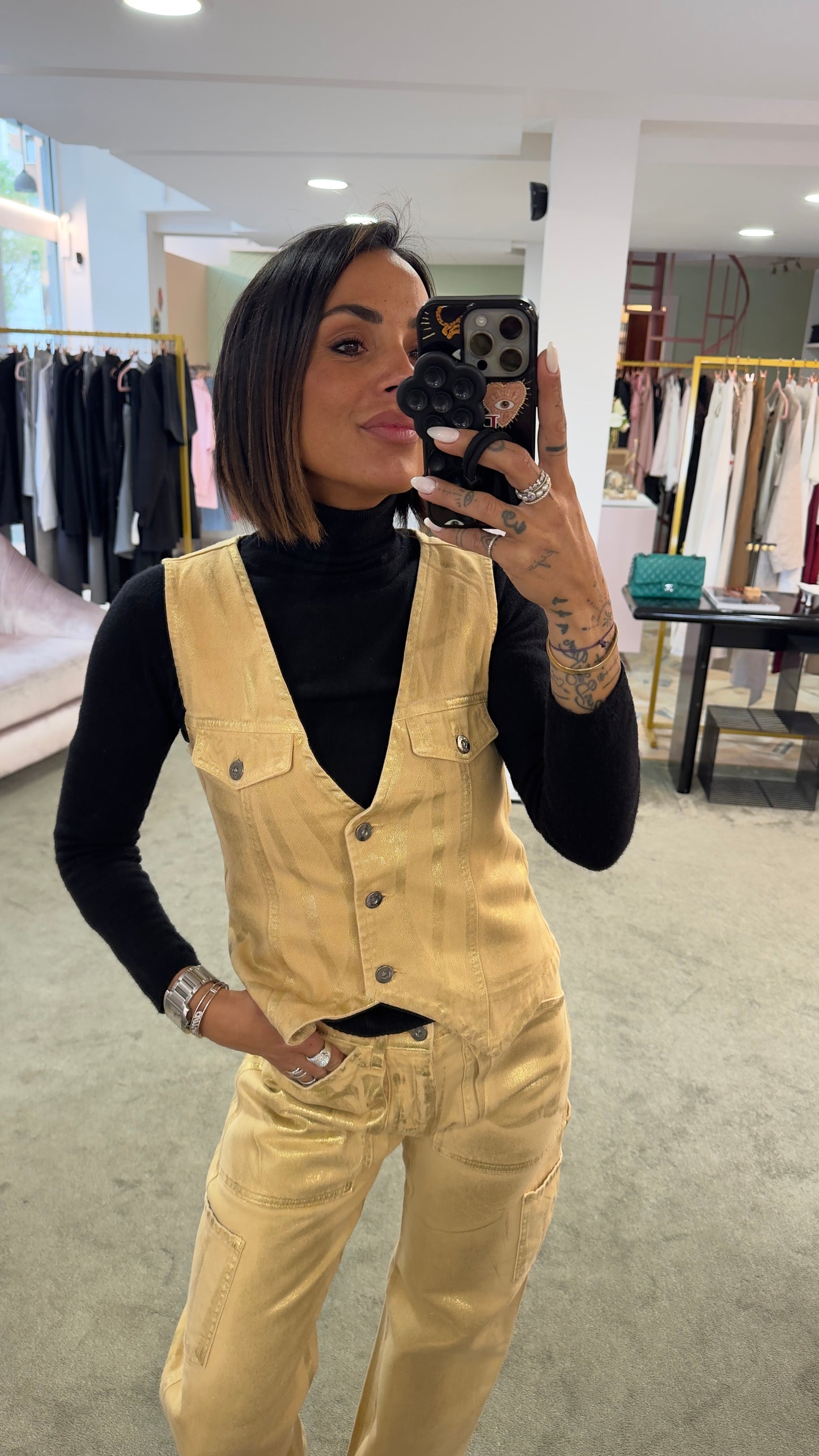 Gilet laminato oro Don't@me