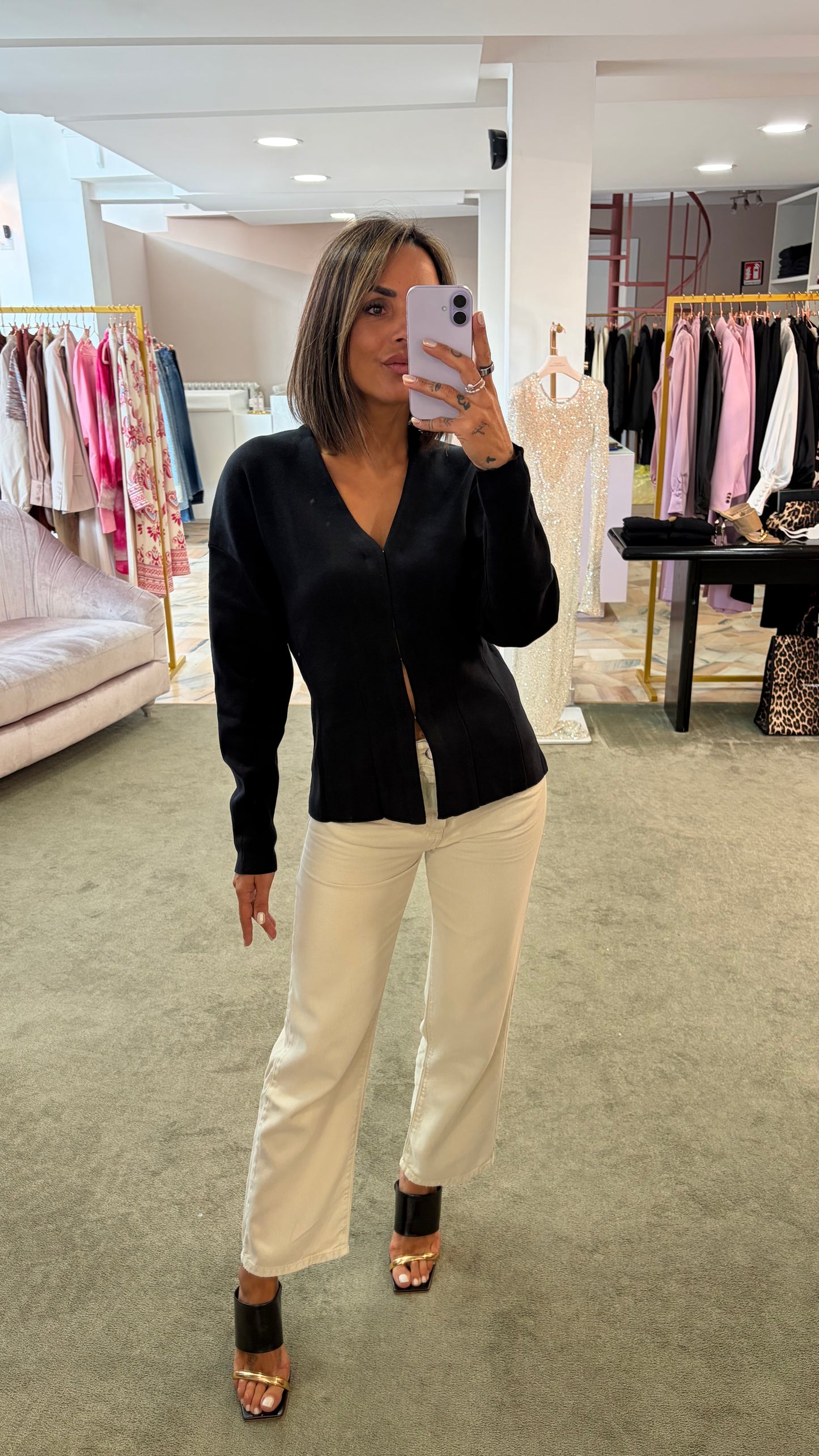 Cardigan giacca nera sciancrata sl