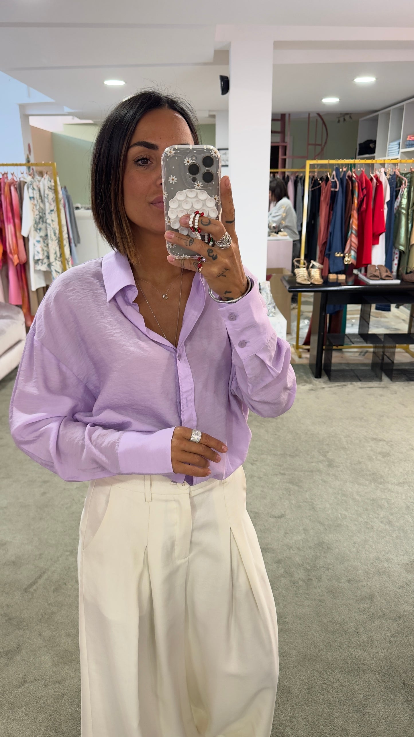 Camicia lilla in crepe ay