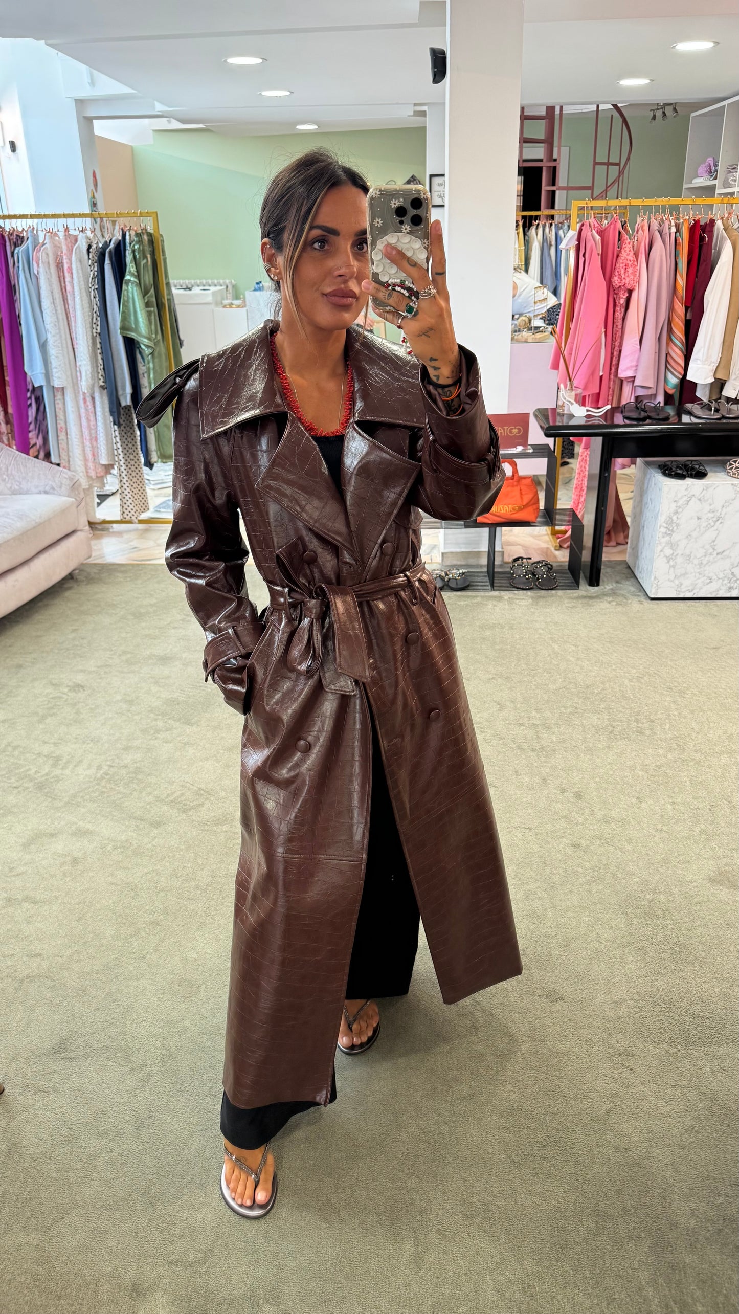 Trench lungo cioccolato crocco Actualee