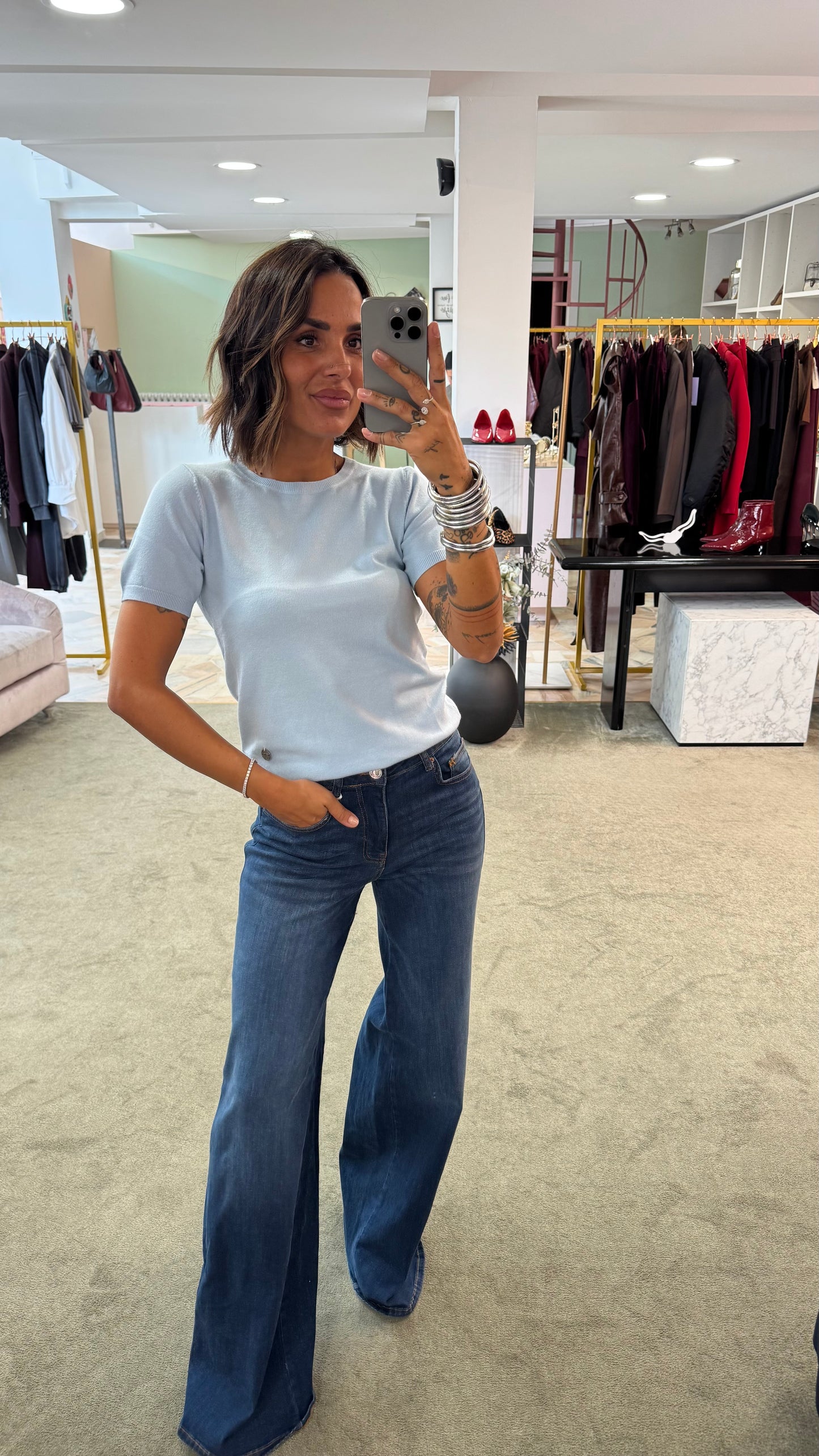 Maglia azzurro manica corta tk