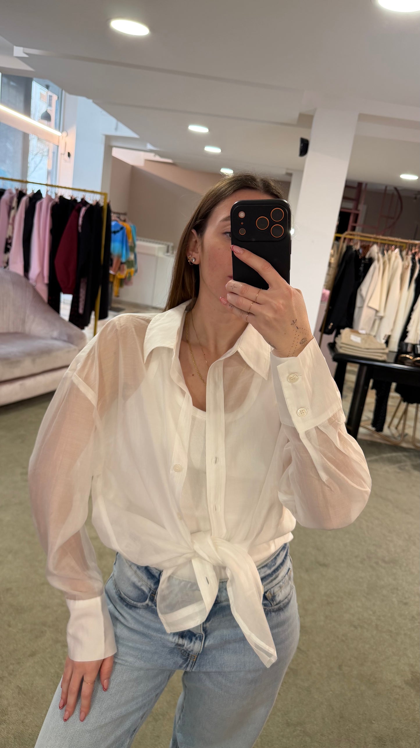 Camicia bianca over in tencel ay