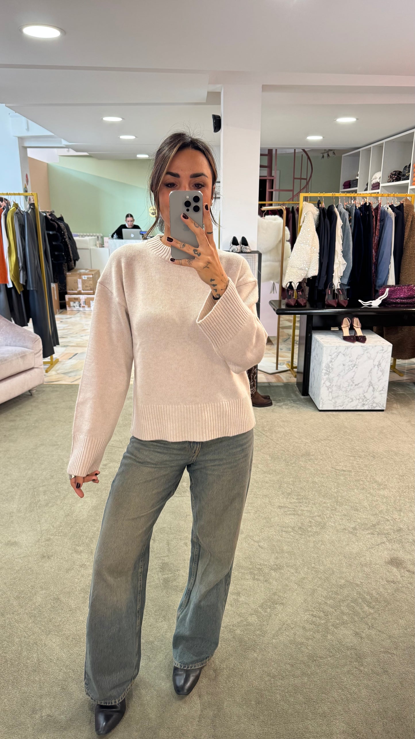 Maglione panna girocollo sl