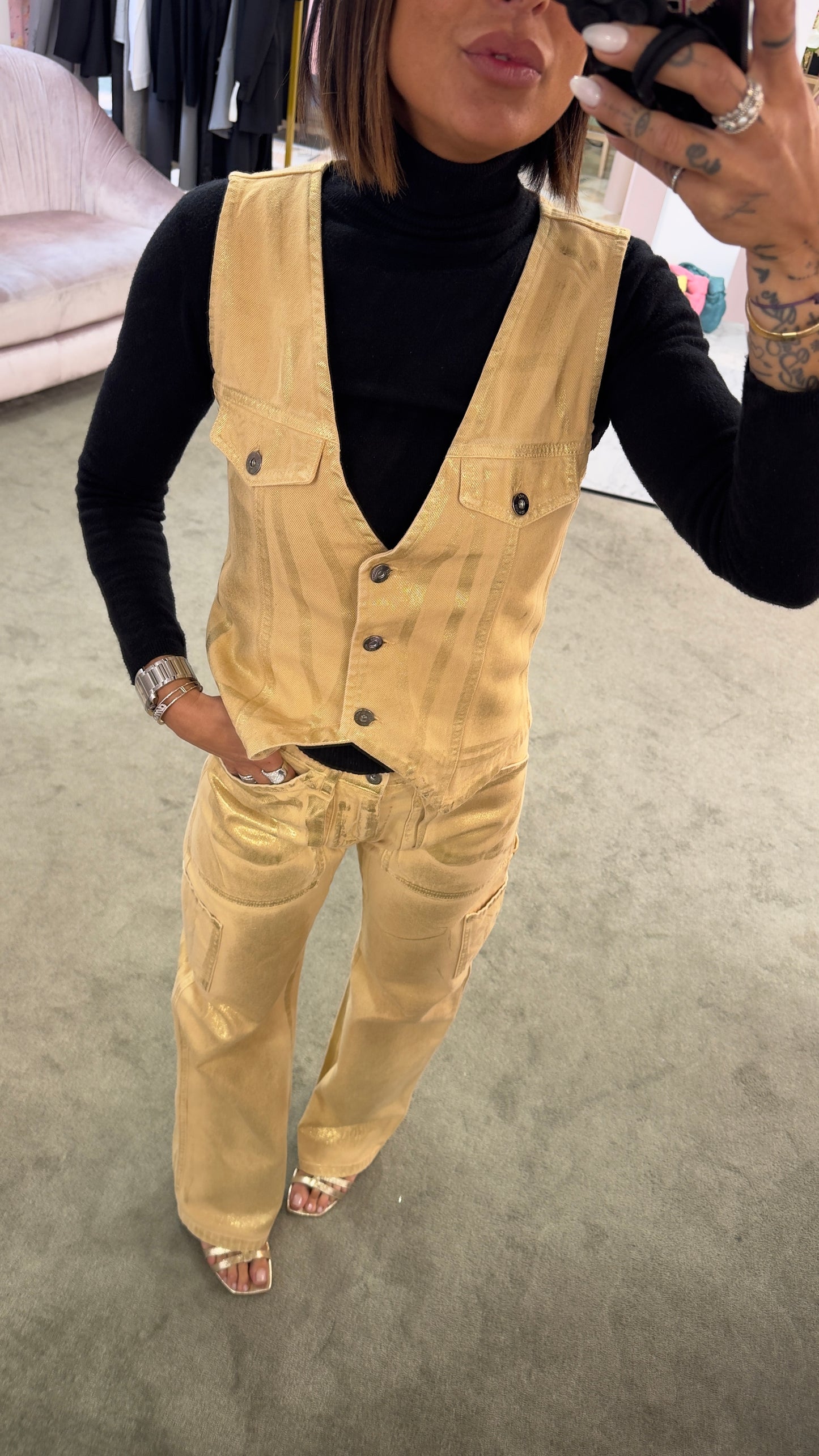 Gilet laminato oro Don't@me