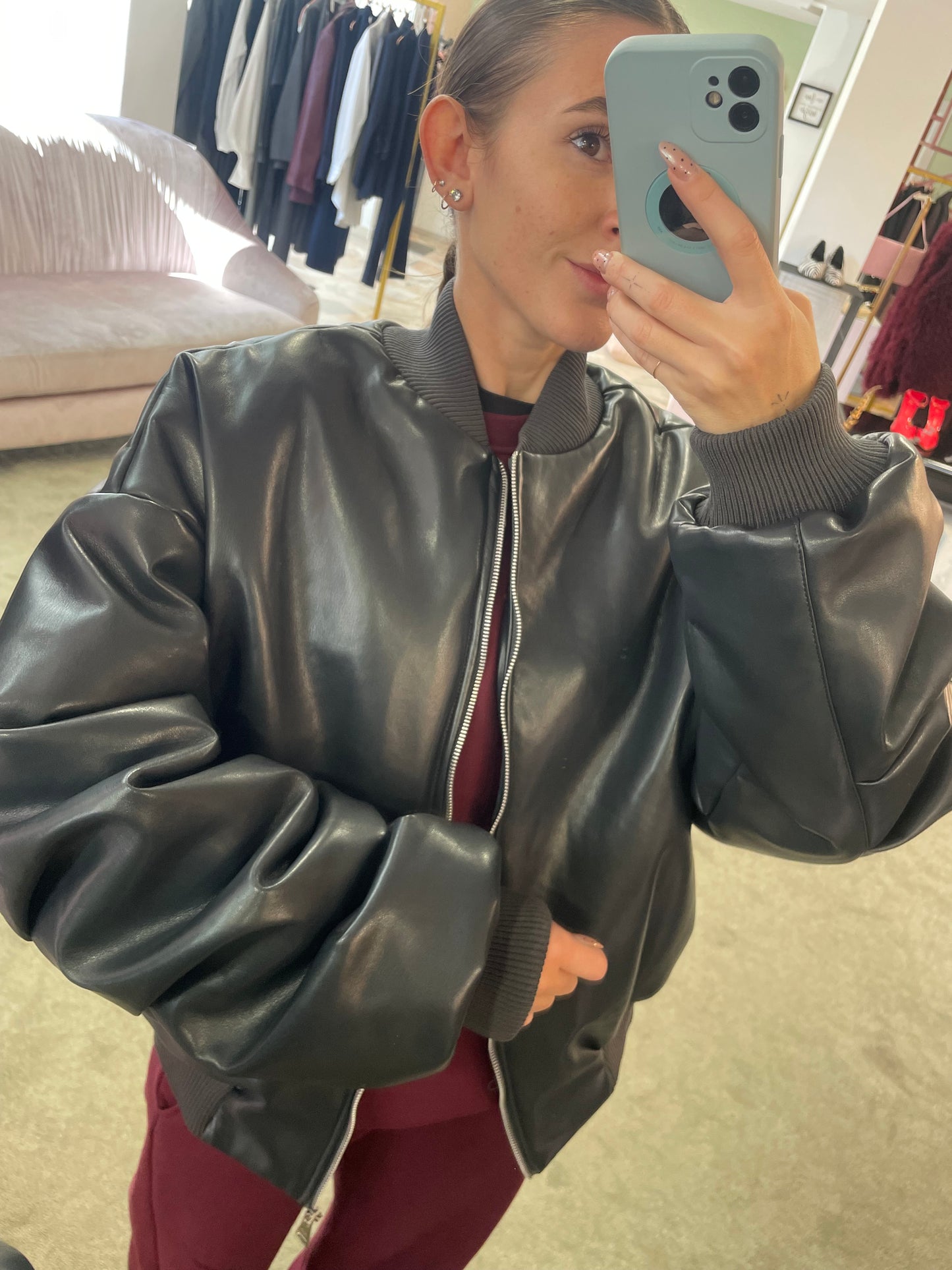 Bomber over grigio ecopelle ks