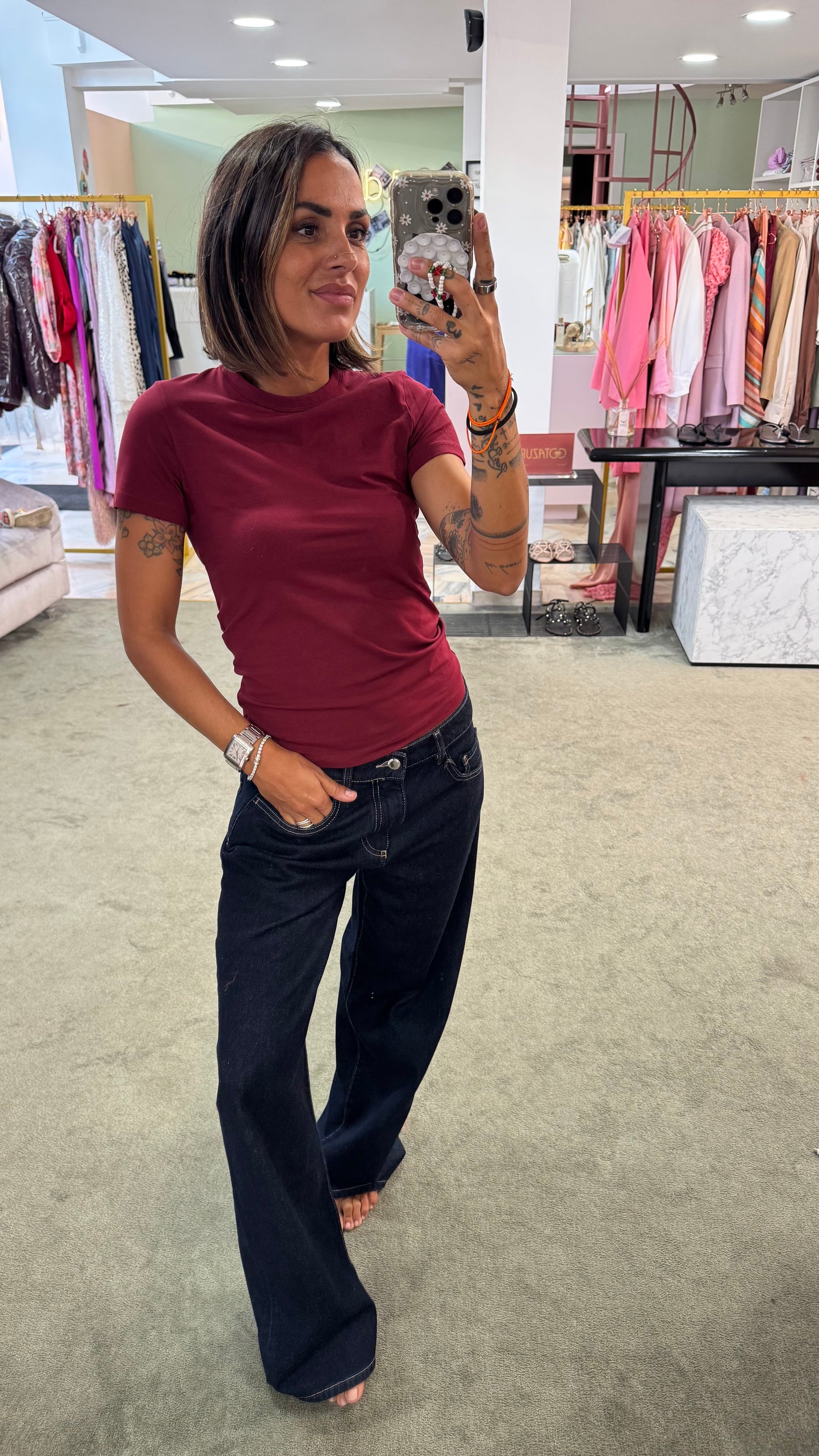 T-shirt gigi bordeaux slim basica jx
