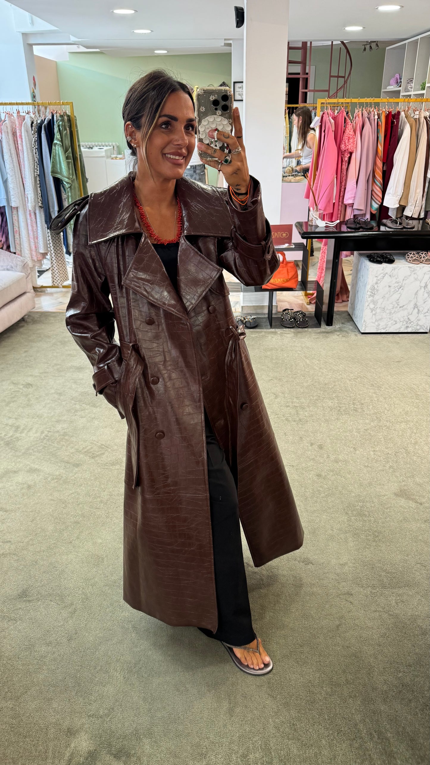 Trench lungo cioccolato crocco Actualee